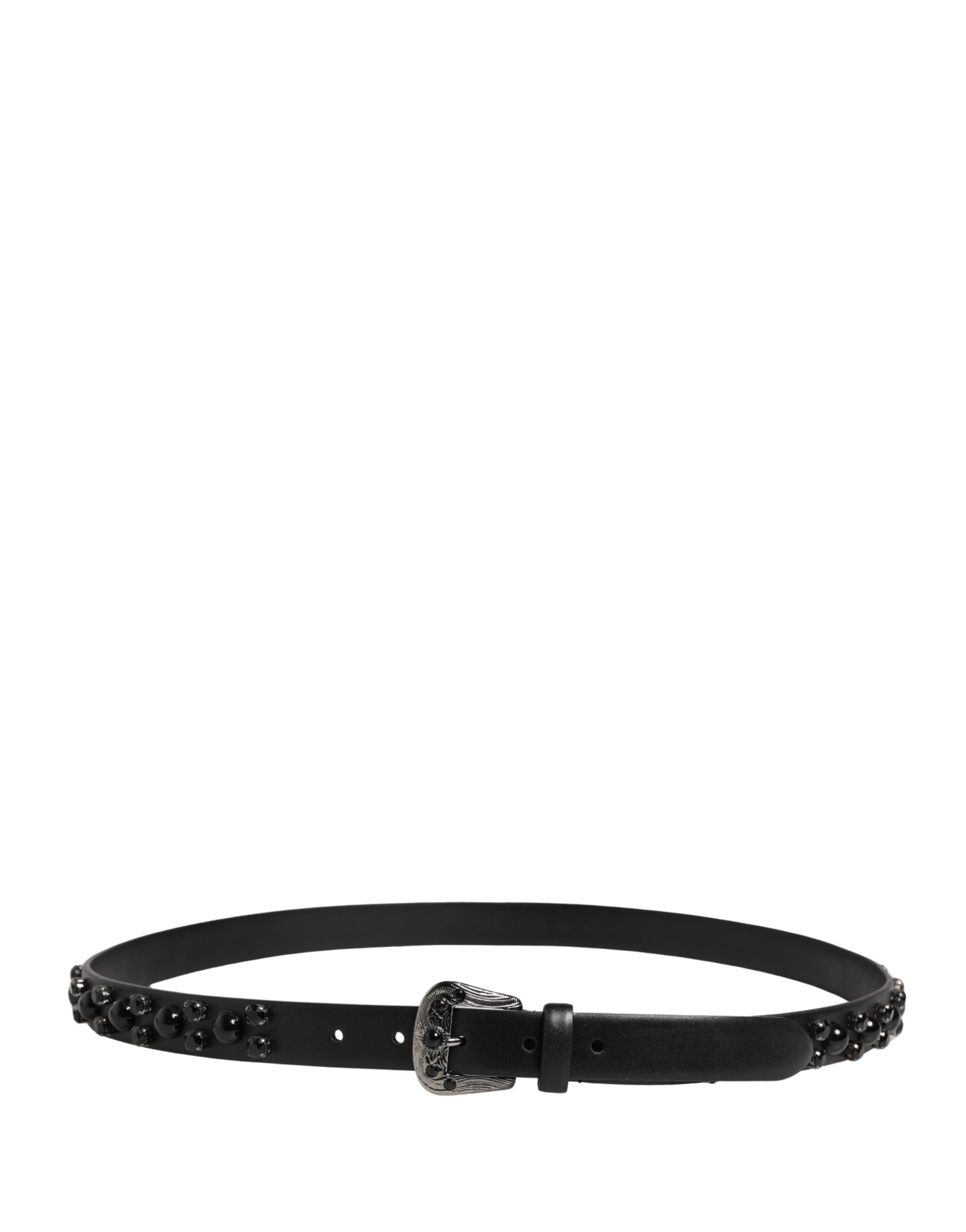 Dolce & Gabbana Men Black Calf Embellished Metal Buckle Men's Belt