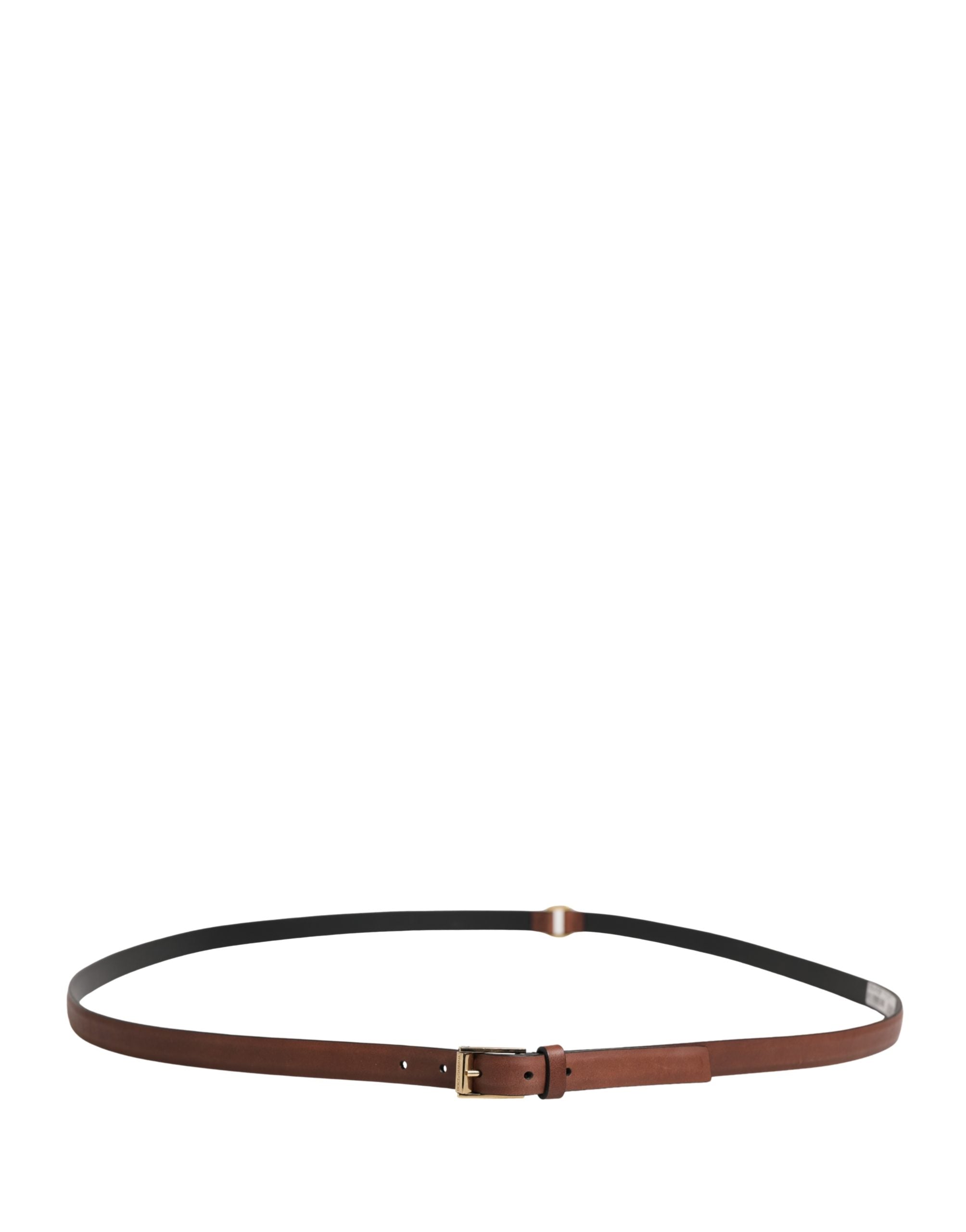 Dolce & Gabbana Men Brown Leather Classic Metal Buckle Men's Belt