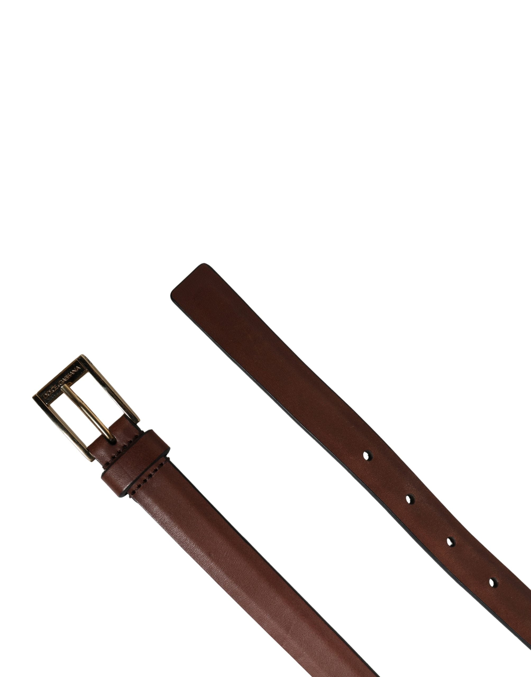 Dolce & Gabbana Men Brown Leather Classic Metal Buckle Men's Belt