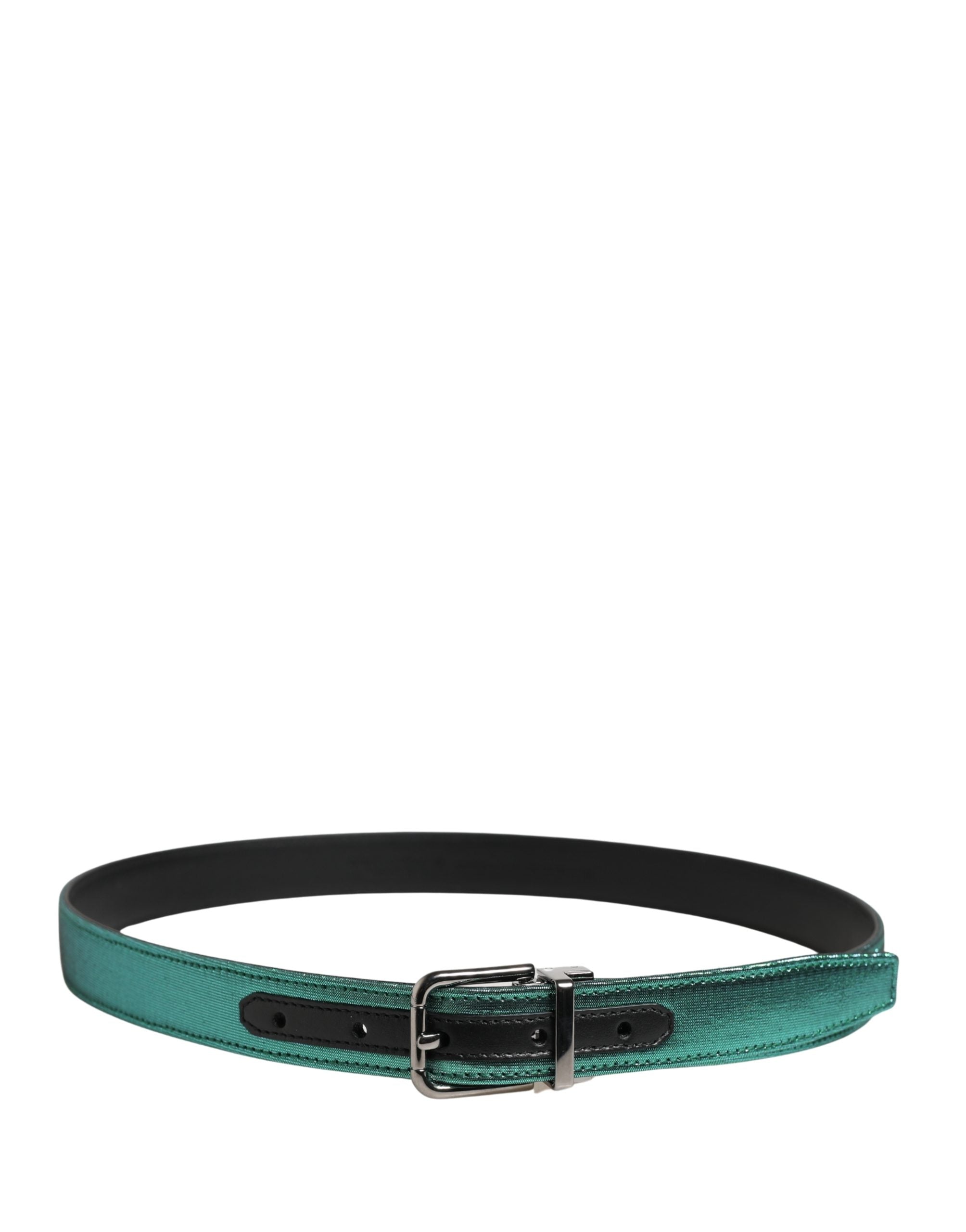 Dolce & Gabbana Men Green Lurex Polyester Metal Buckle Men's Belt