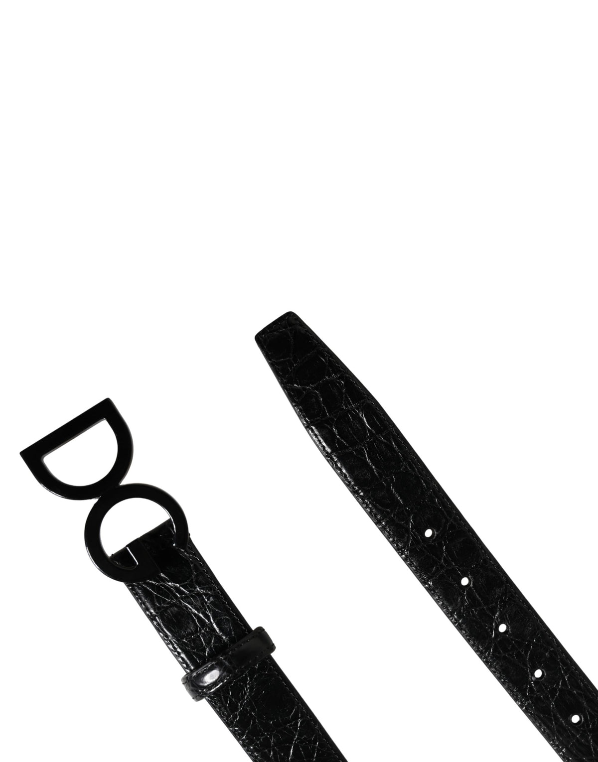 Dolce & Gabbana Men Black Exotic Leather Logo Buckle Men's Belt