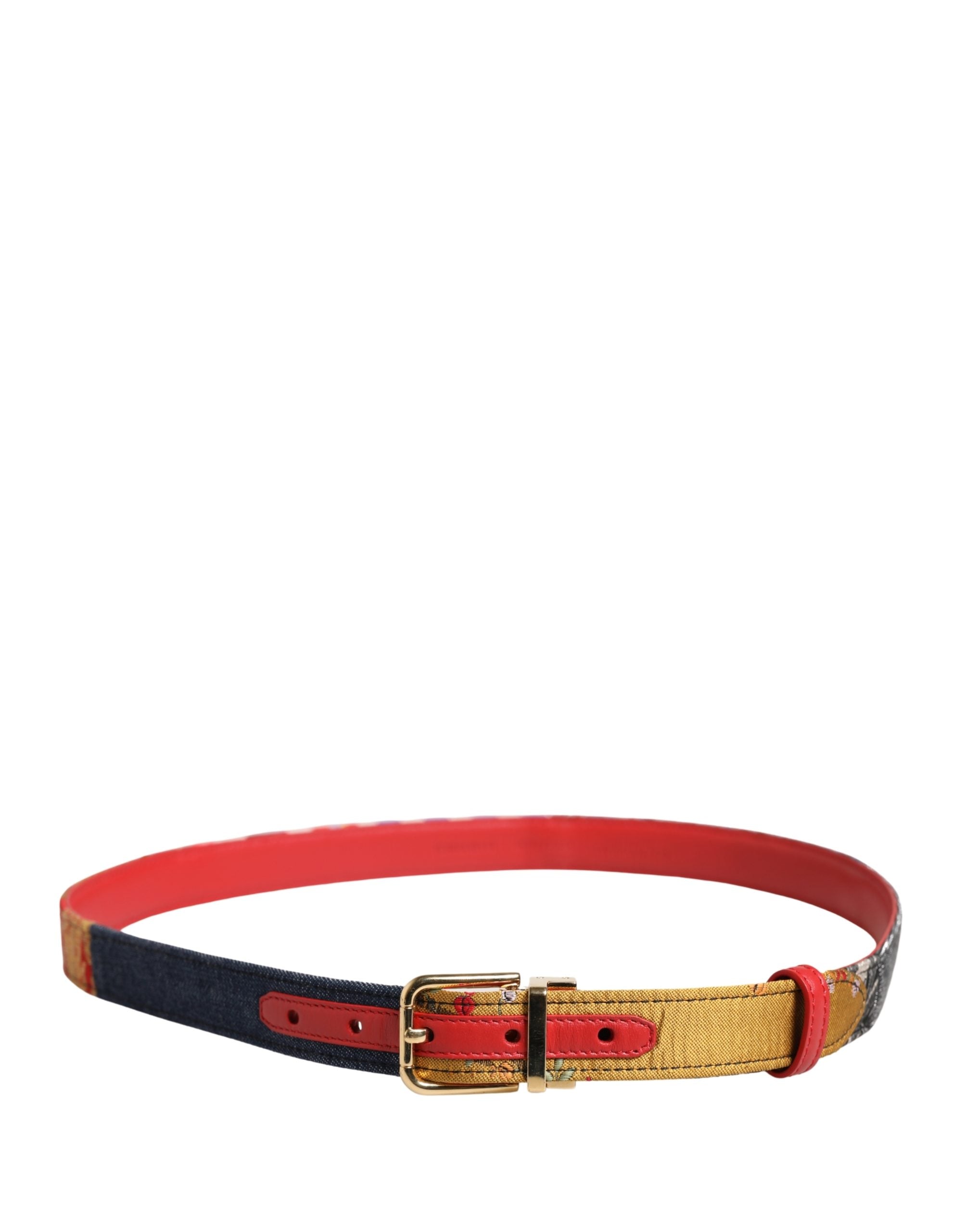 Dolce & Gabbana Multicolor Floral Jacquard Metal Buckle Women's Belt