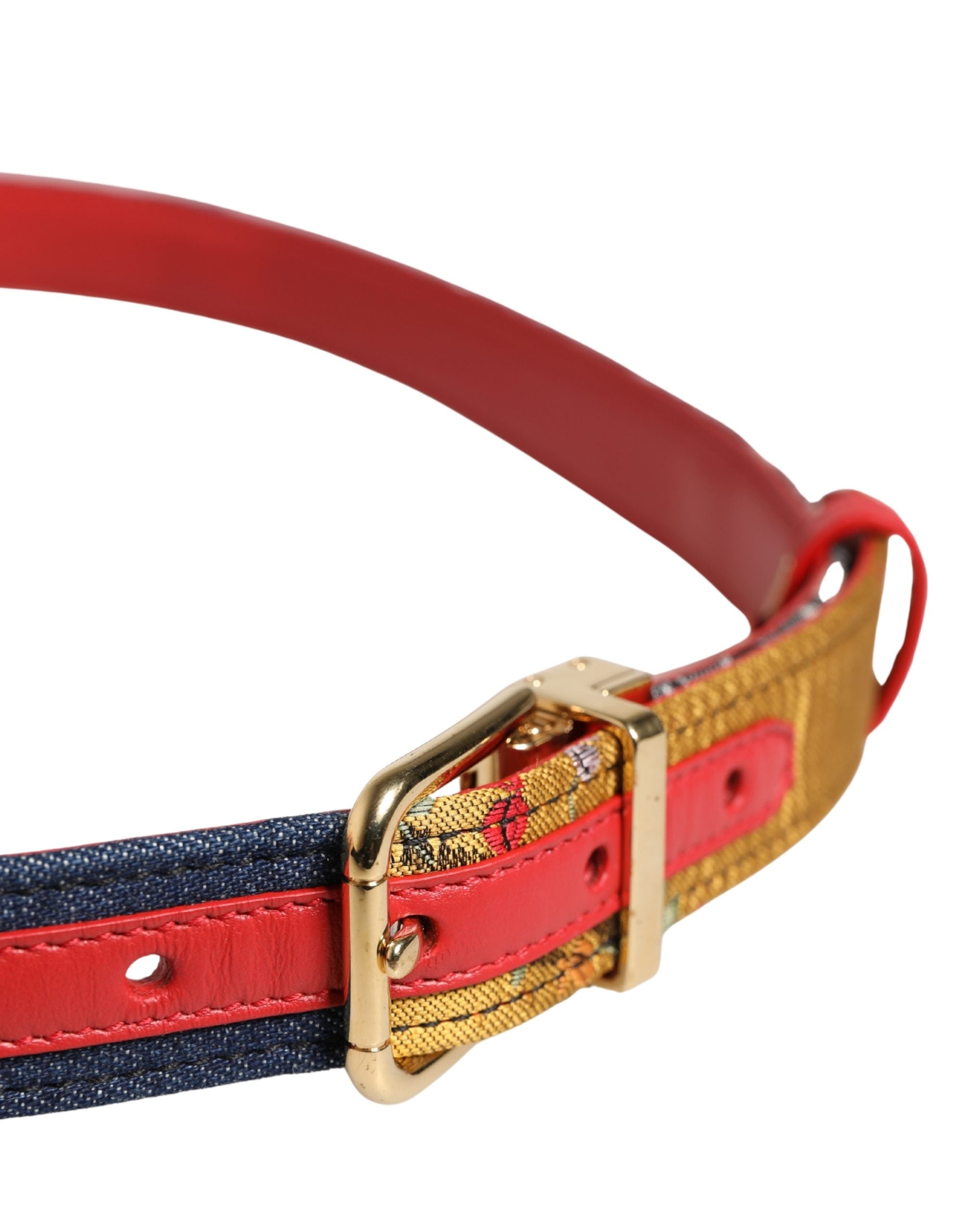 Dolce & Gabbana Multicolor Floral Jacquard Metal Buckle Women's Belt