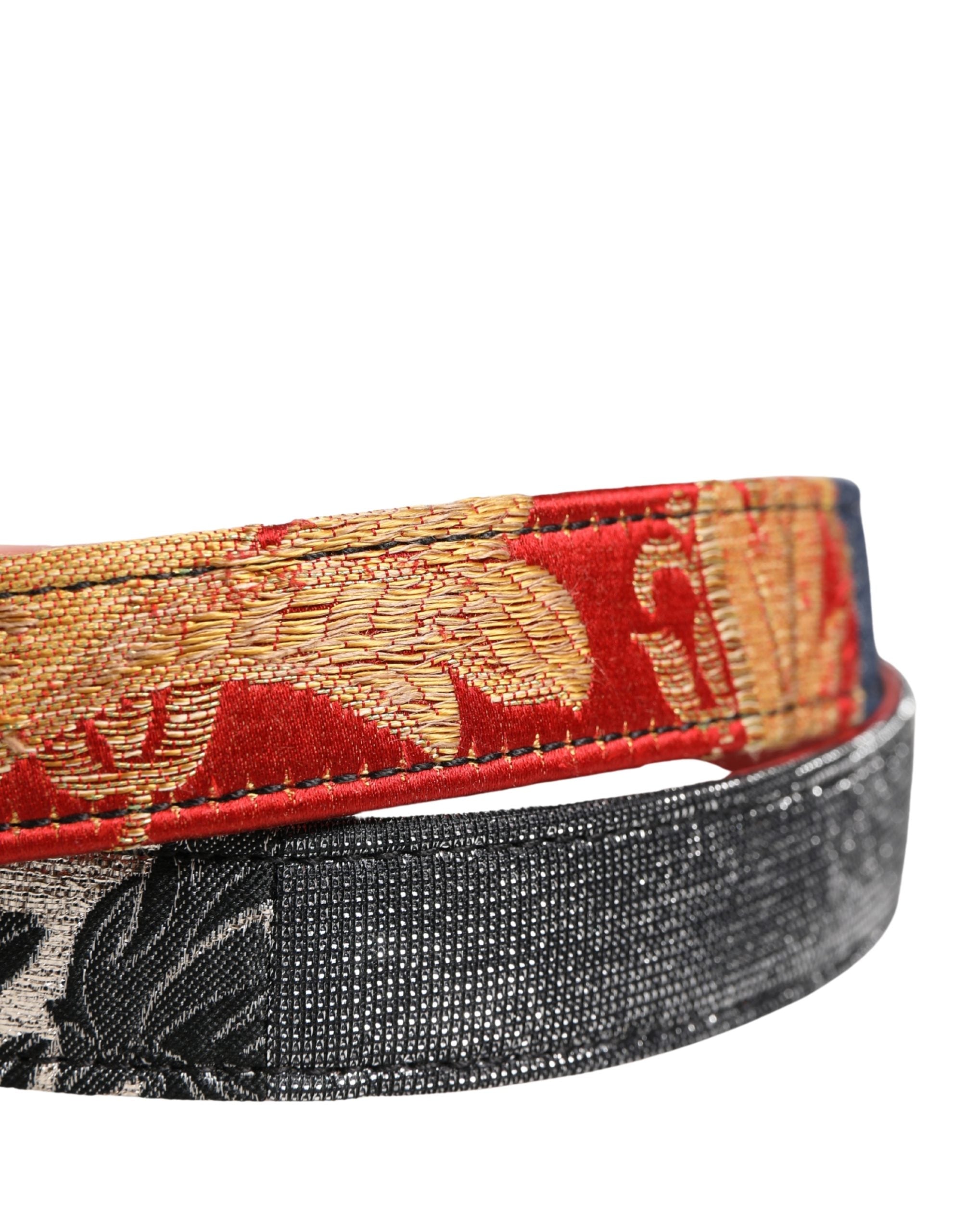 Dolce & Gabbana Multicolor Floral Jacquard Metal Buckle Women's Belt