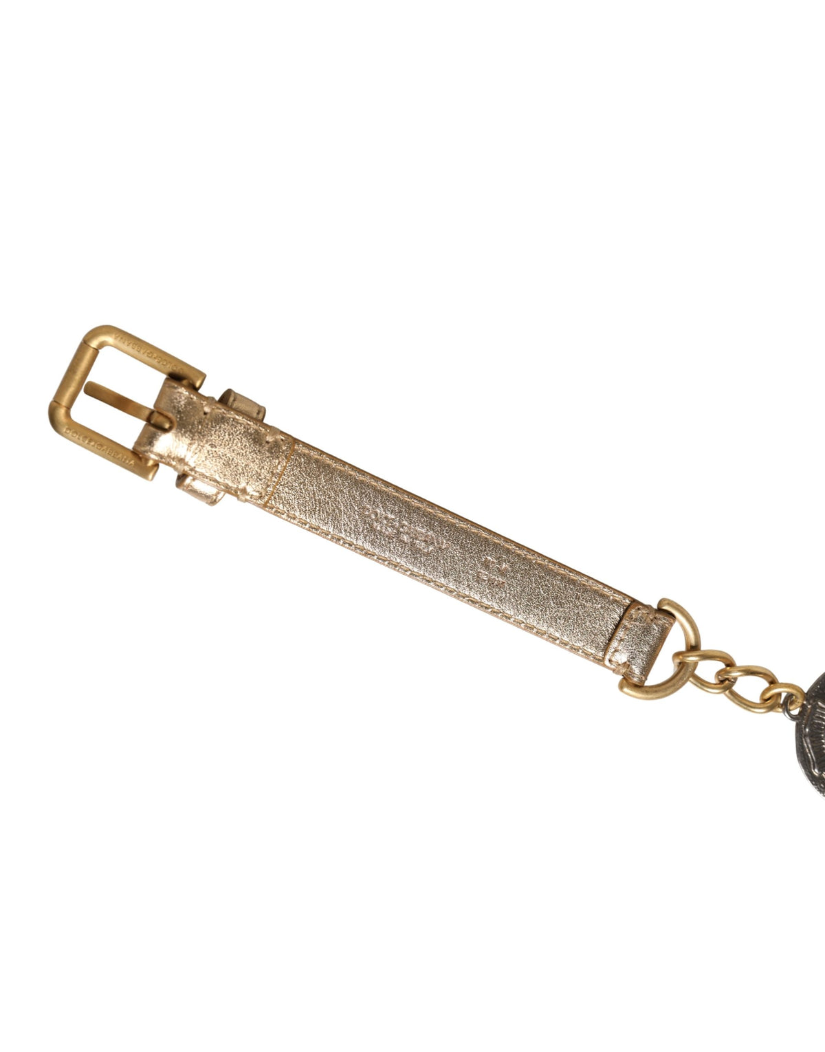 Dolce & Gabbana Gold Brass Chain Coin Embellished Metal Buckle Women's Belt