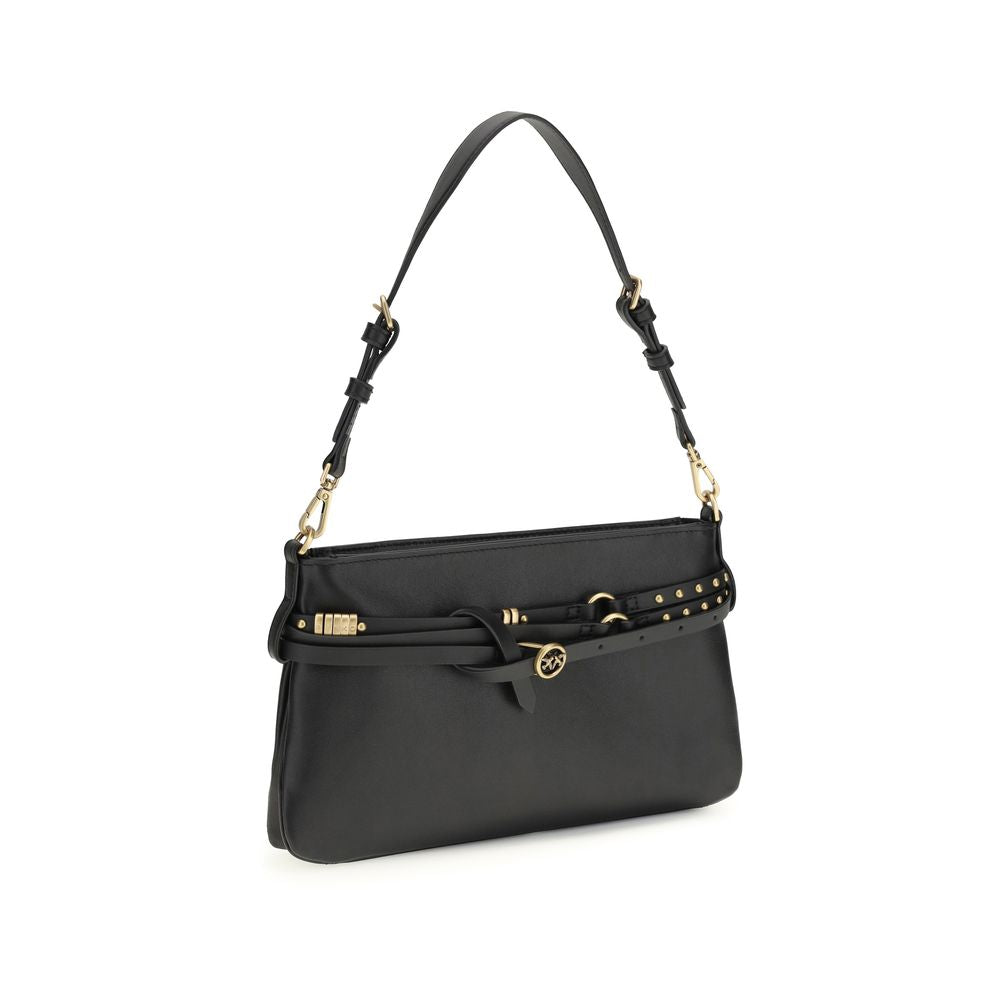 PINKO Black Calf Leather Bos Taurus Shoulder Women's Bag