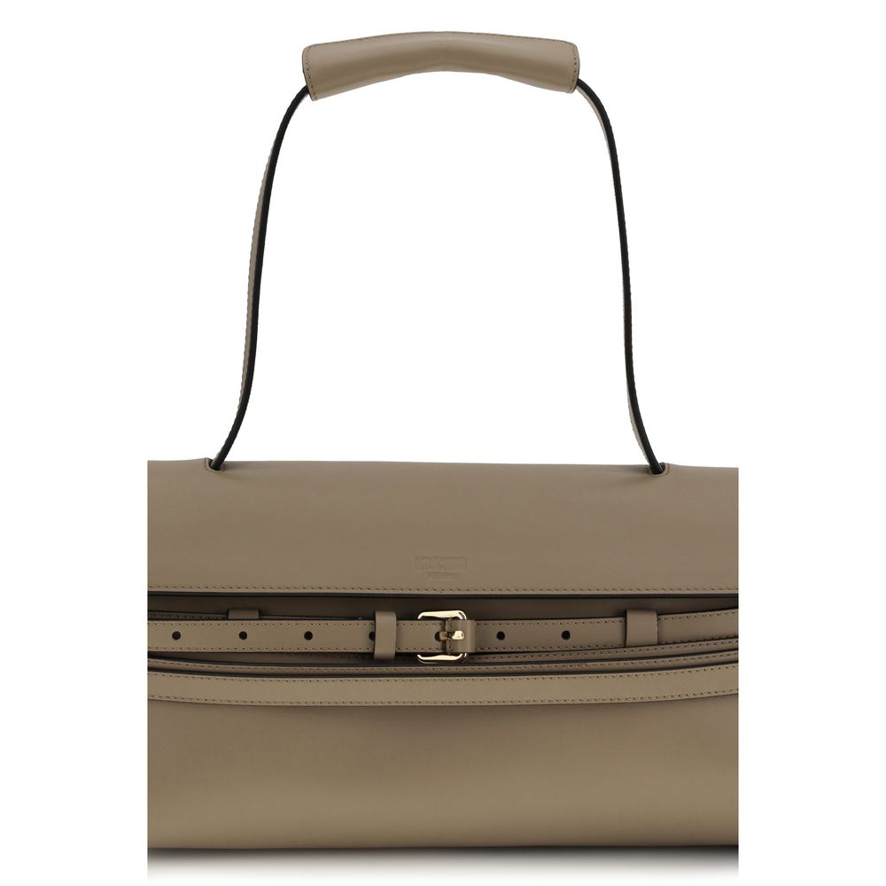 Moschino Beige Calf Leather Bos Taurus Shoulder Women's Bag