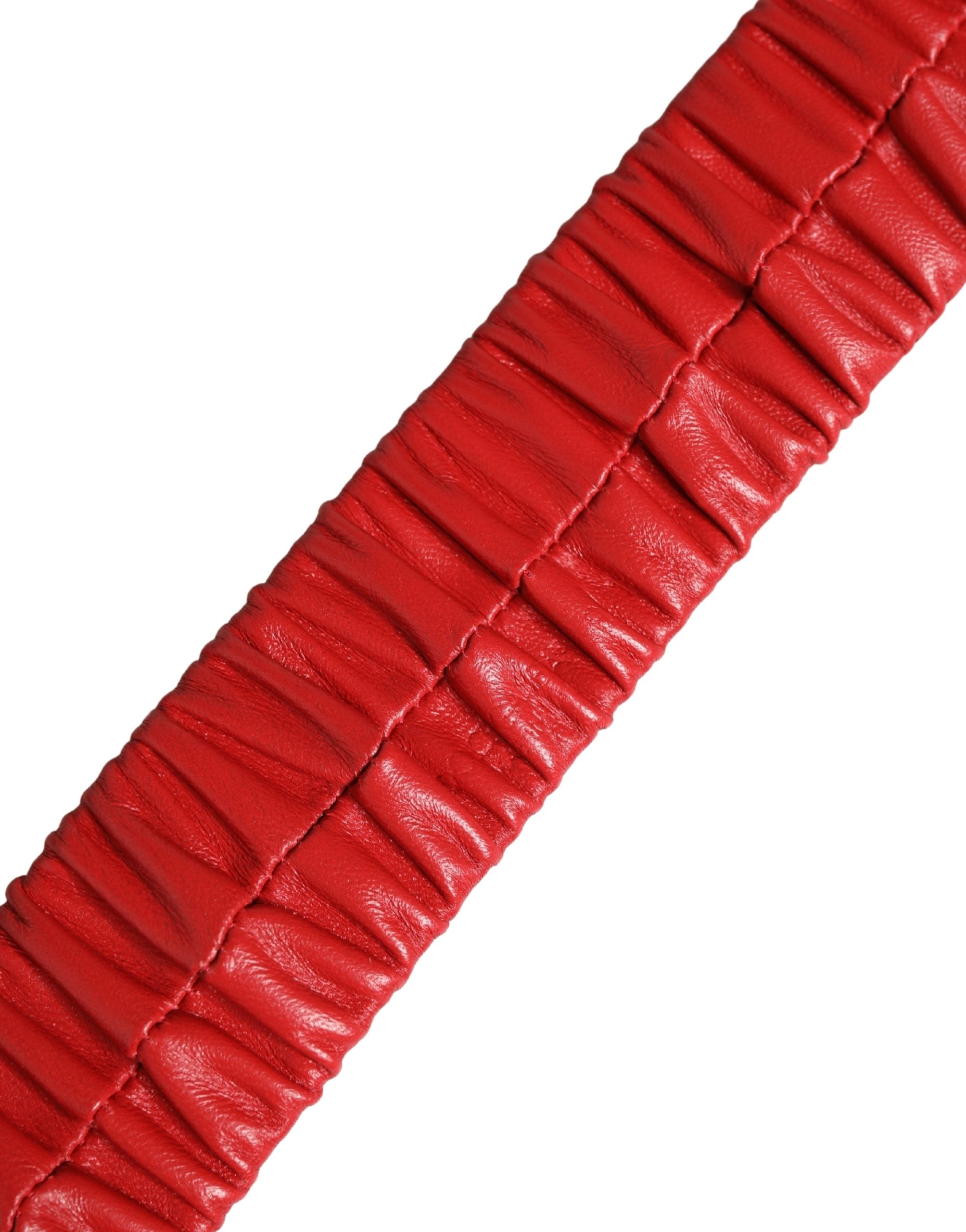 Dolce & Gabbana Red Leather Gold Heart Metal Buckle Women's Belt