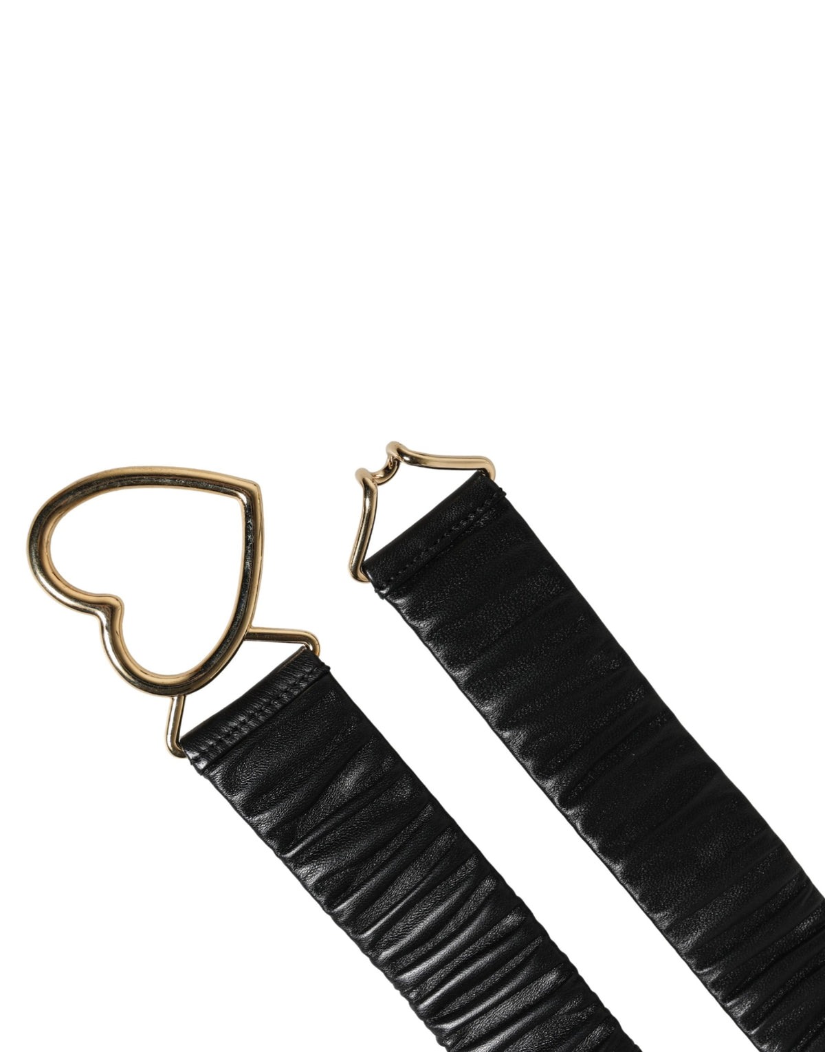 Dolce & Gabbana Black Leather Gold Heart Metal Buckle Women's Belt