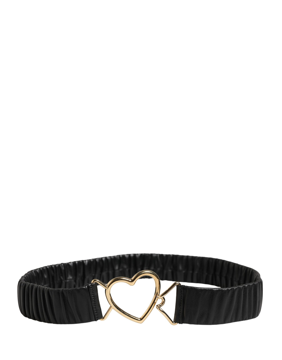Dolce & Gabbana Black Leather Gold Heart Metal Buckle Women's Belt