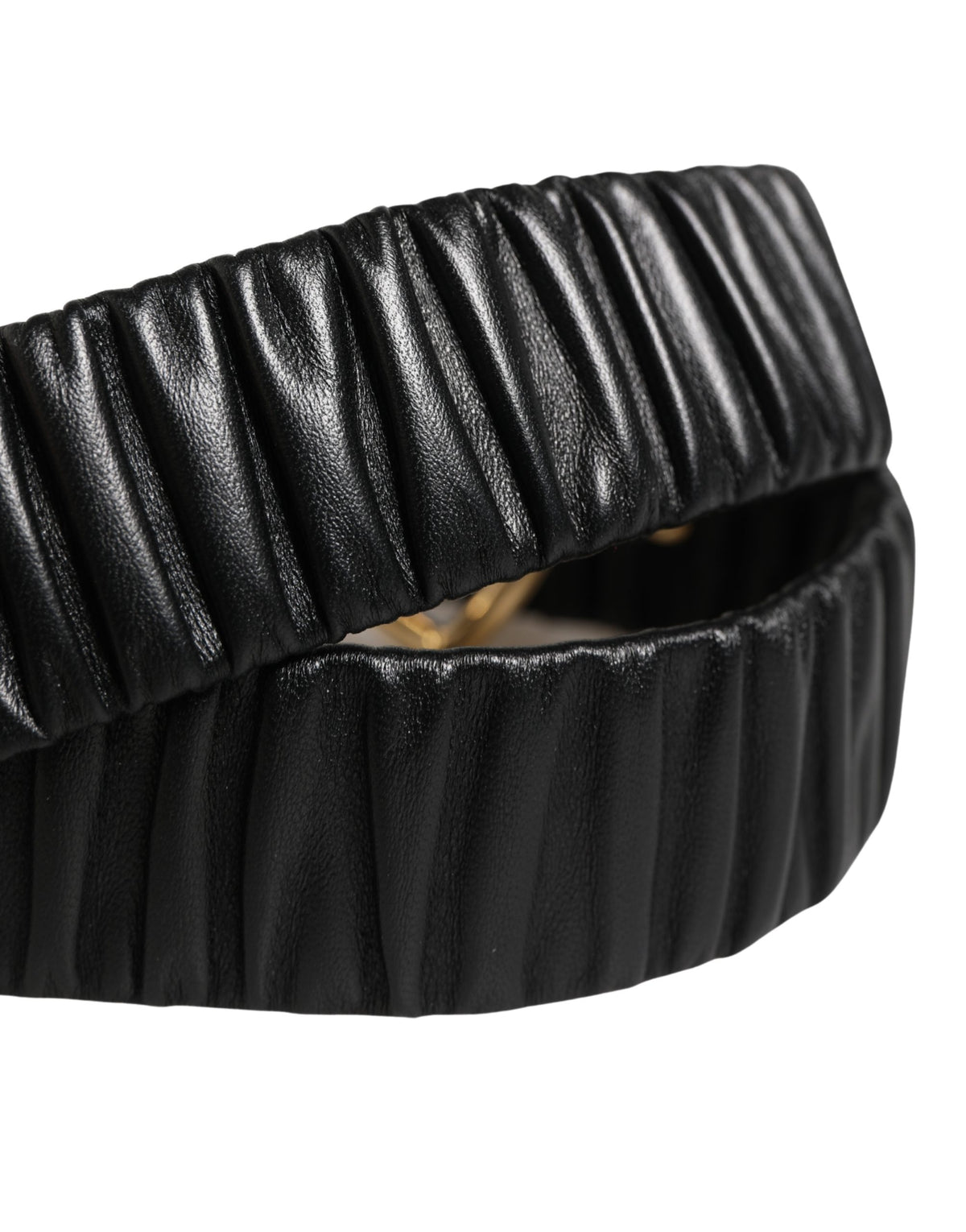 Dolce & Gabbana Black Leather Gold Heart Metal Buckle Women's Belt