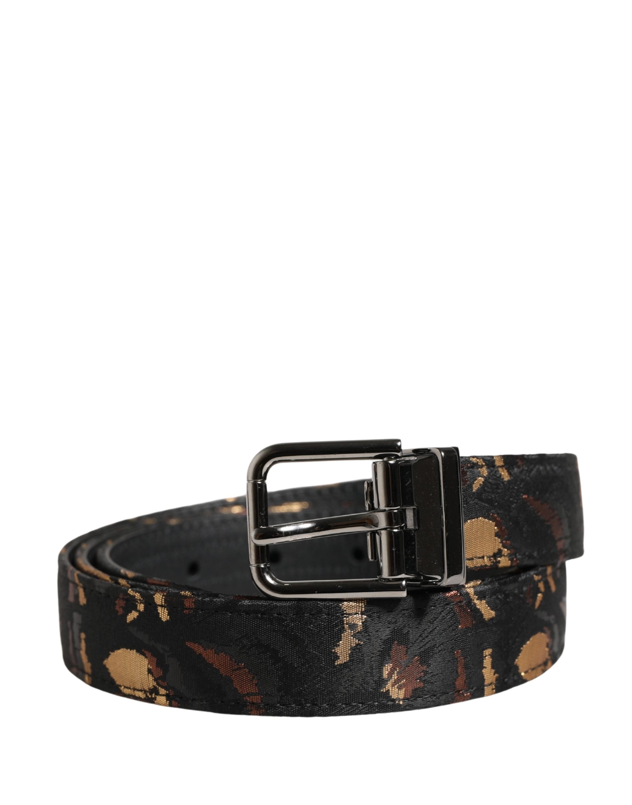 Dolce & Gabbana Multicolor Jacquard Silver Metal Buckle Women's Belt