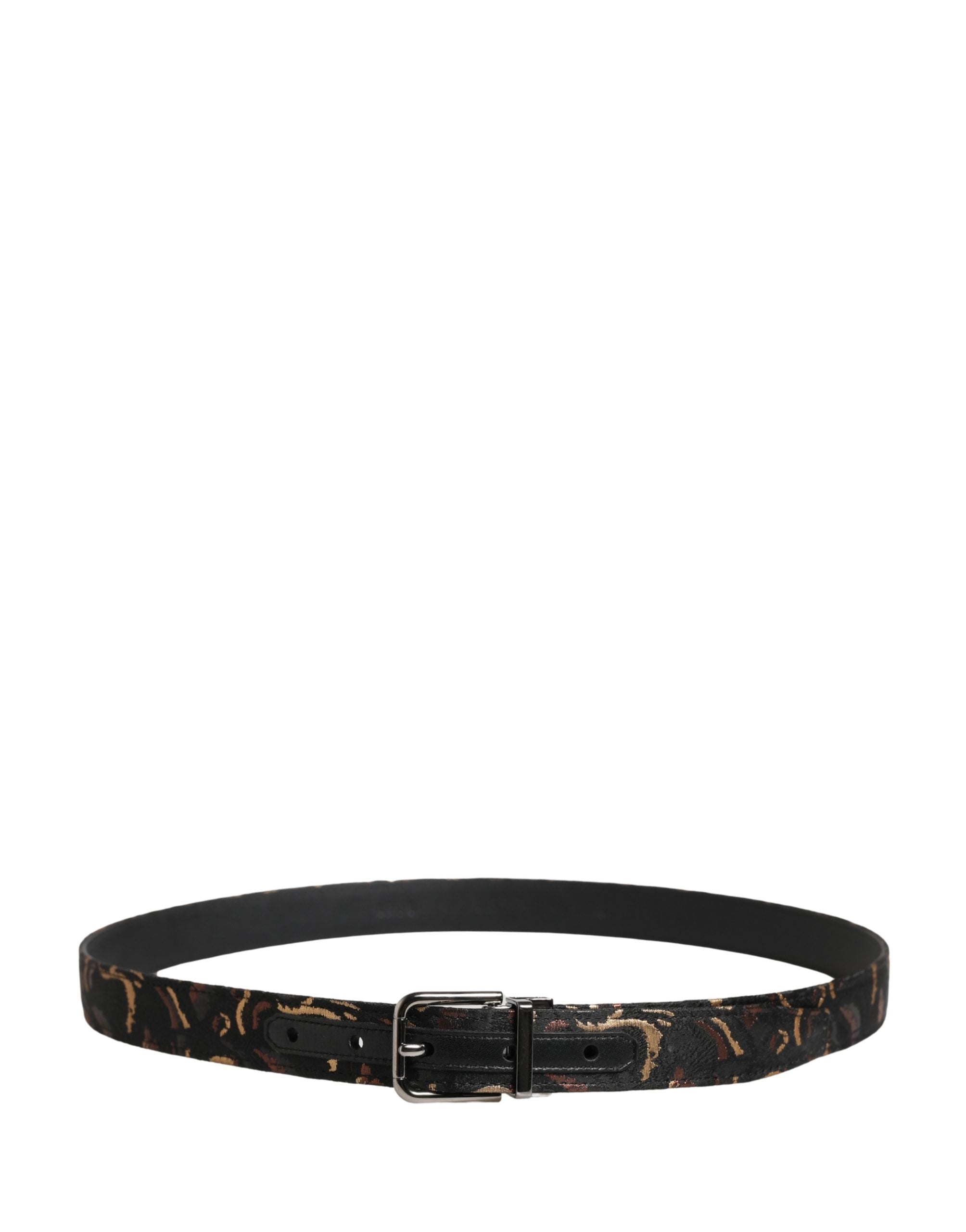 Dolce & Gabbana Multicolor Jacquard Silver Metal Buckle Women's Belt