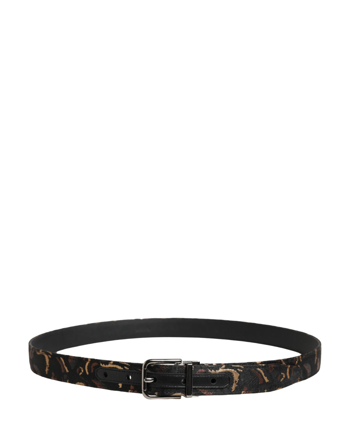 Dolce & Gabbana Multicolor Jacquard Silver Metal Buckle Women's Belt