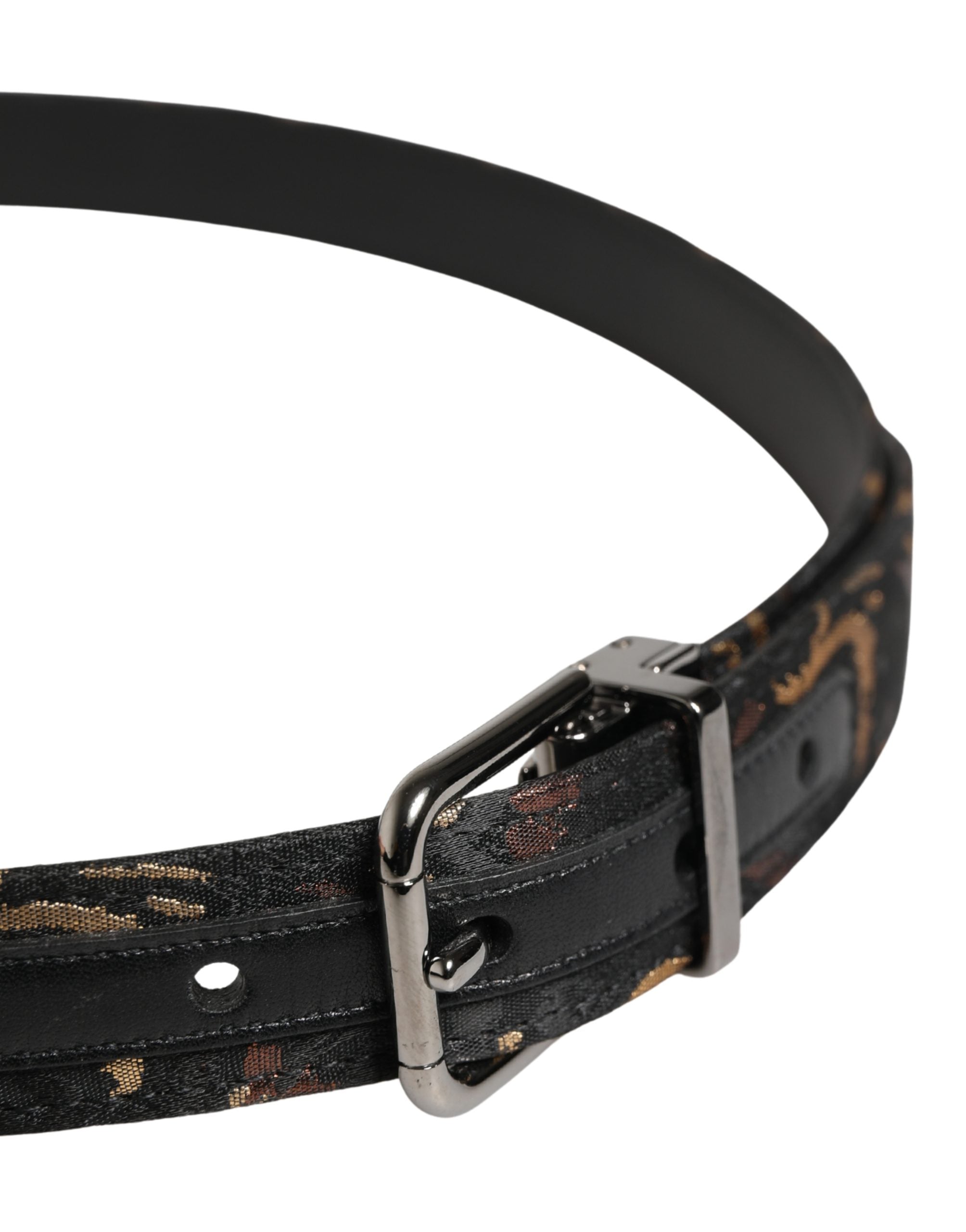 Dolce & Gabbana Multicolor Jacquard Silver Metal Buckle Women's Belt