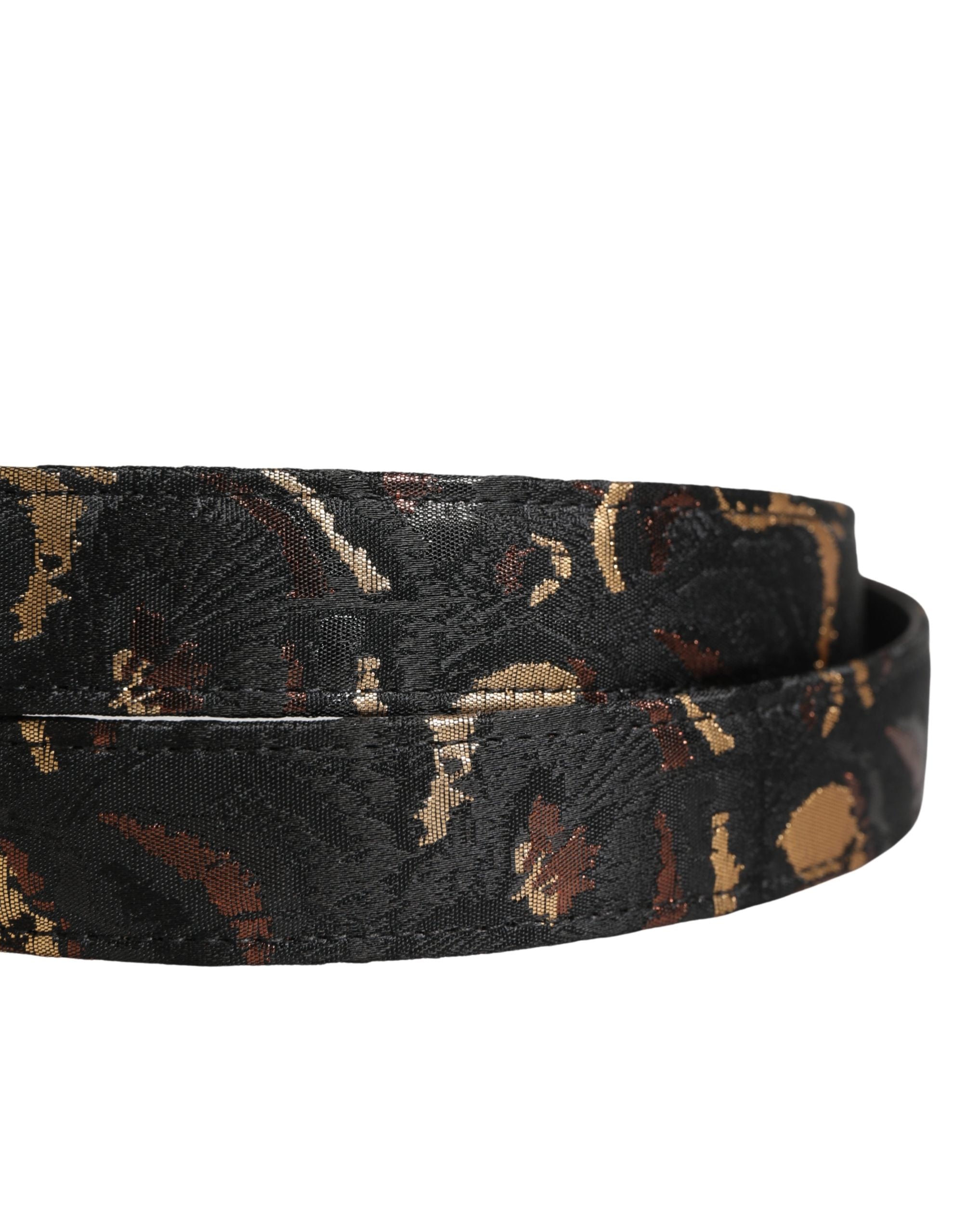 Dolce & Gabbana Multicolor Jacquard Silver Metal Buckle Women's Belt
