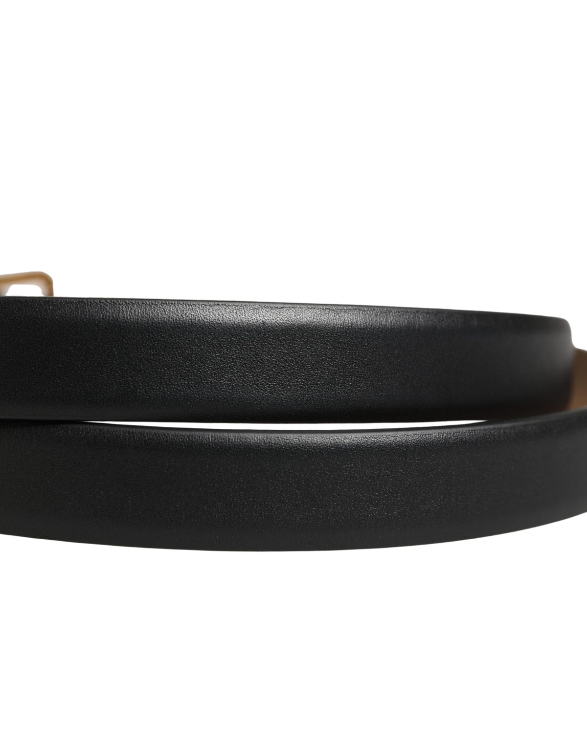 Dolce & Gabbana Black Classic Leather Gold Metal Buckle Women's Belt