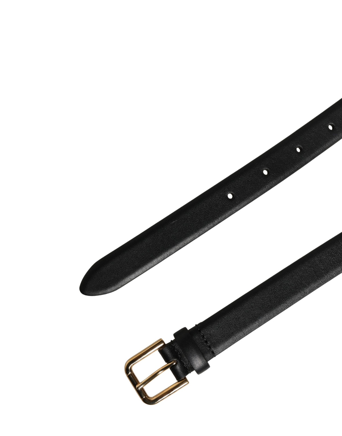 Dolce & Gabbana Black Classic Leather Gold Metal Buckle Women's Belt