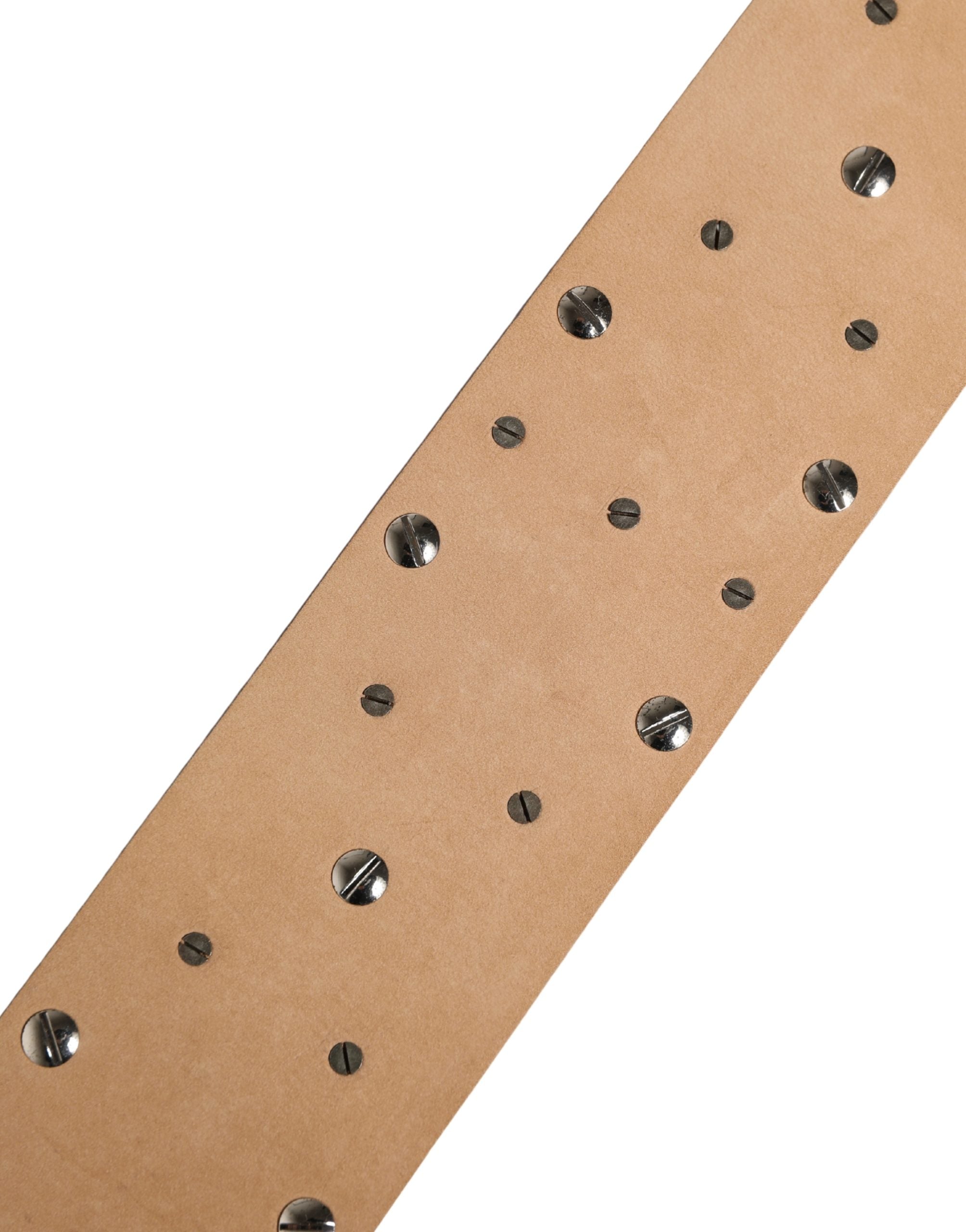 Dolce & Gabbana Silver Leather Crystal Metal Buckle Women's Belt