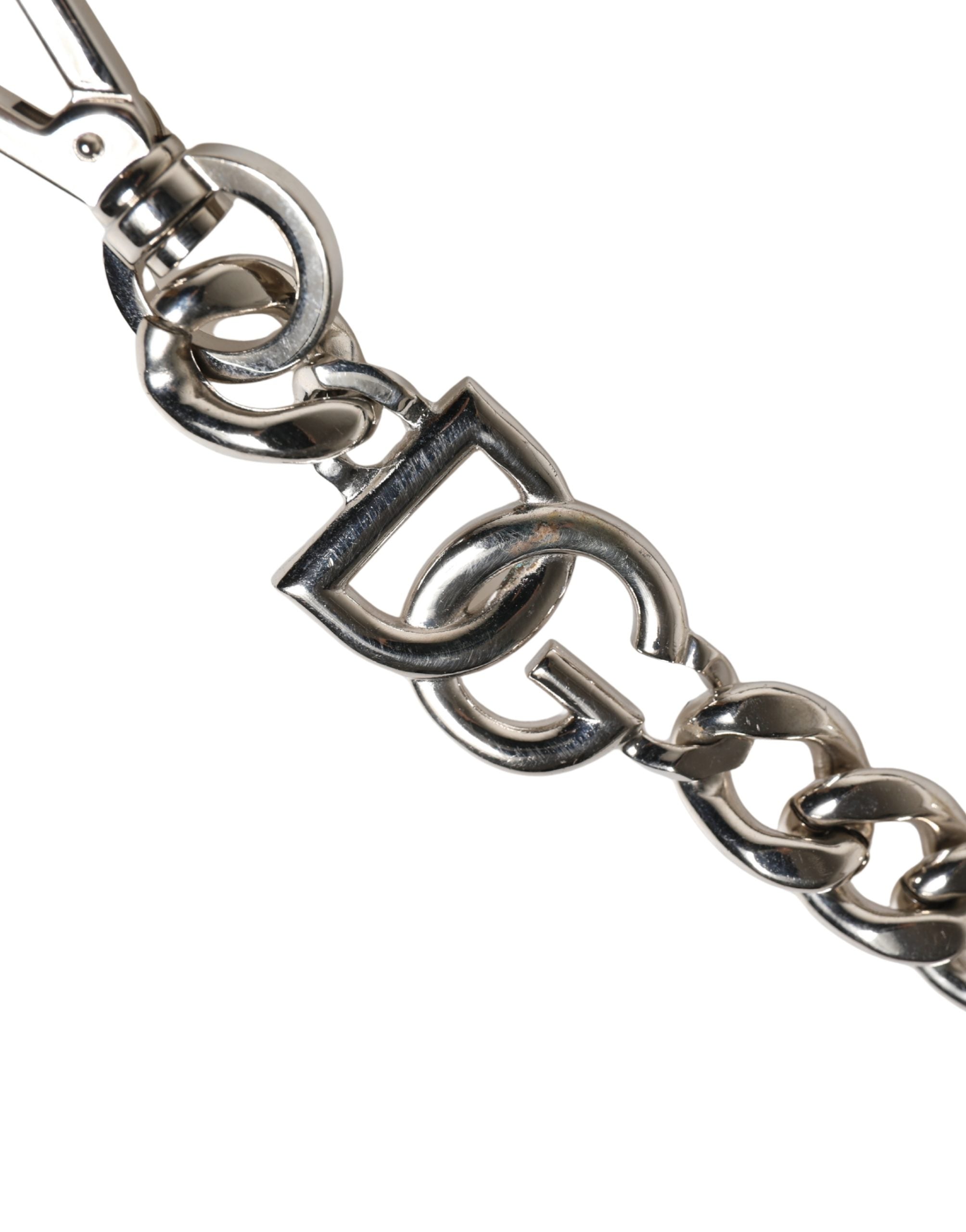 Dolce & Gabbana Black Leather Silver Chain Bag Accessory Shoulder Women's Strap