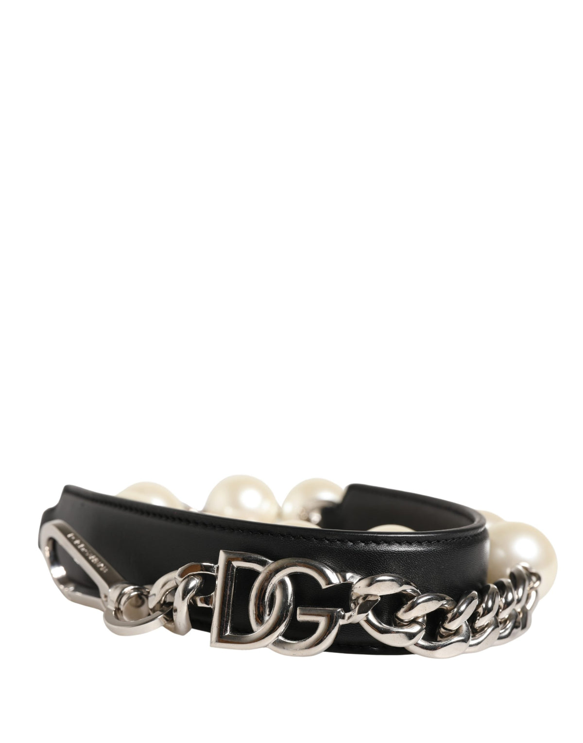 Dolce & Gabbana Black Leather Silver Chain Bag Accessory Shoulder Women's Strap