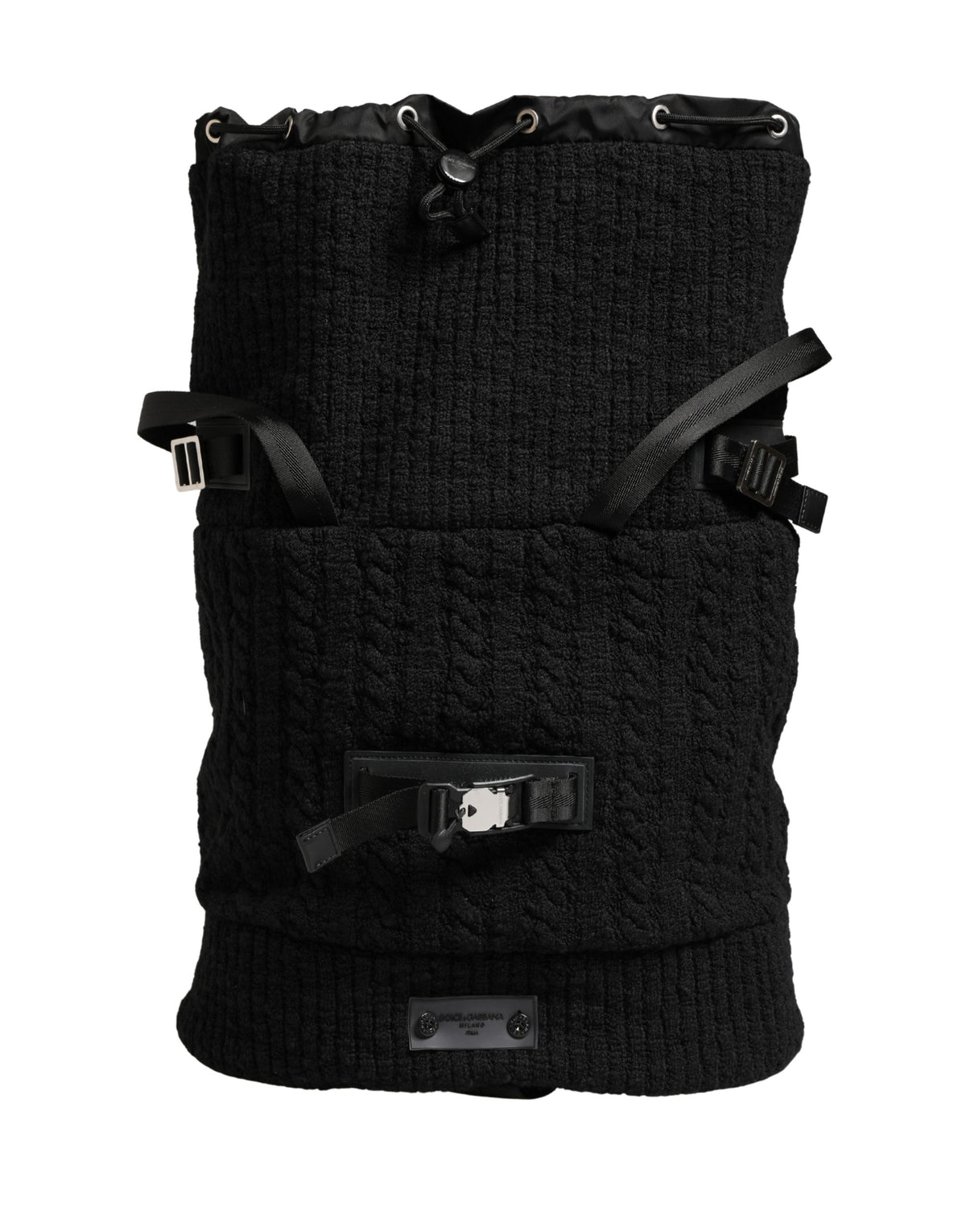 Dolce & Gabbana Black Tricot Wool Blend Duffel Backpack Travel Borse Men's Bag