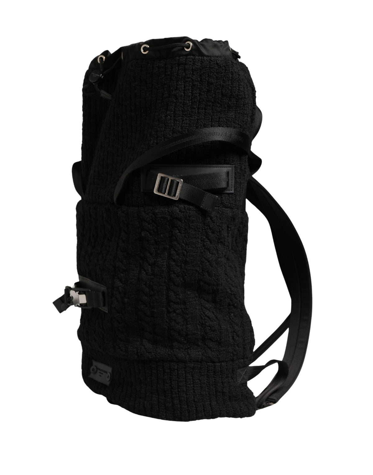 Dolce & Gabbana Black Tricot Wool Blend Duffel Backpack Travel Borse Men's Bag