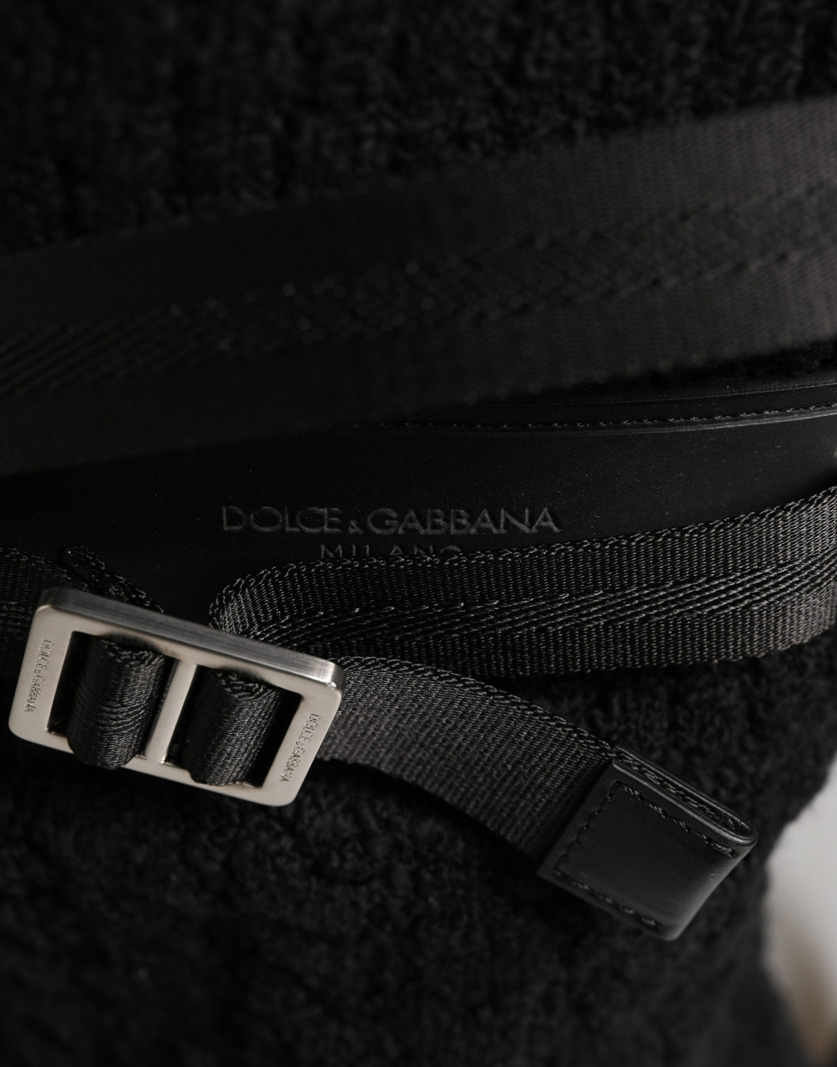 Dolce & Gabbana Black Tricot Wool Blend Duffel Backpack Travel Borse Men's Bag
