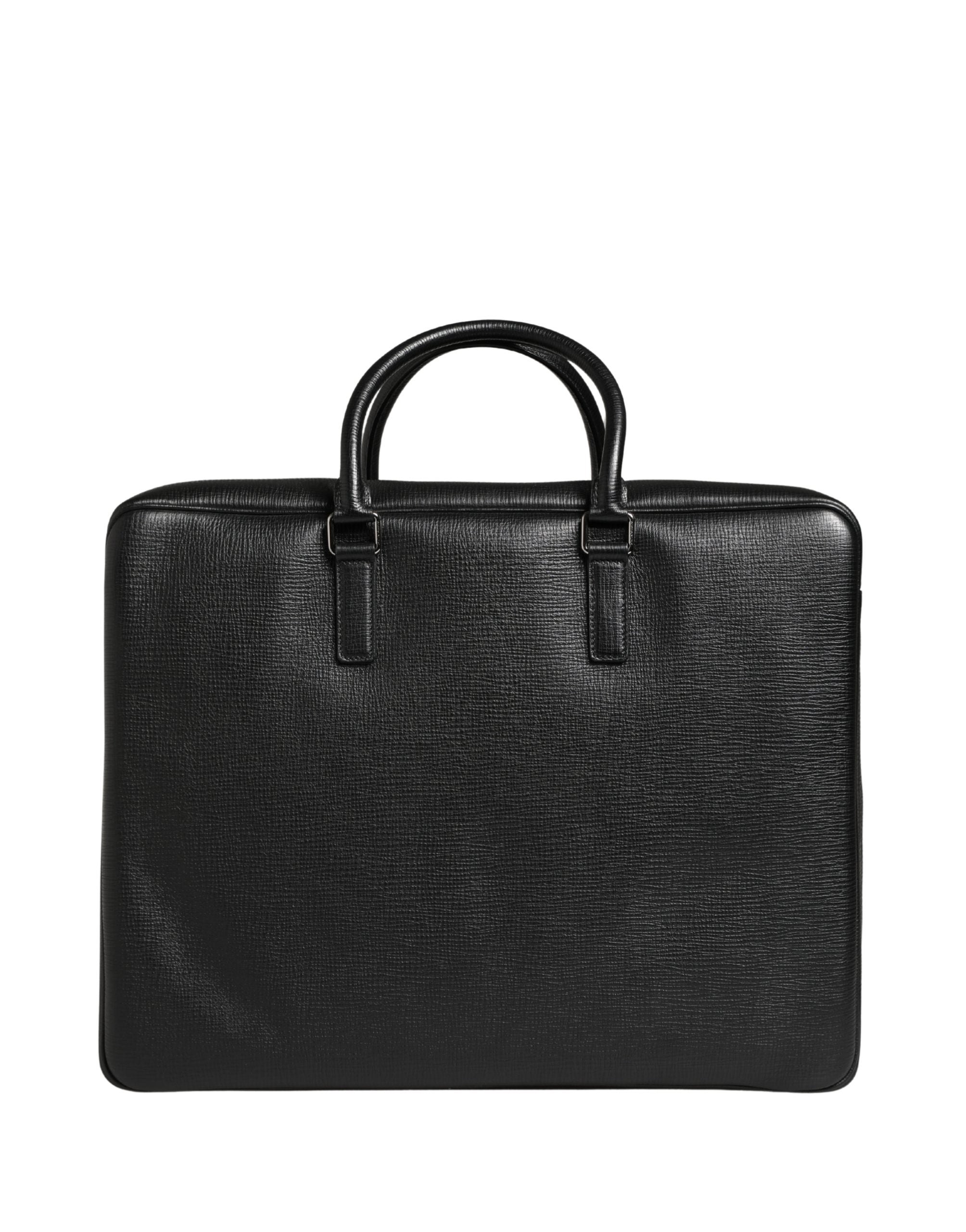 Dolce & Gabbana Black Car Man Applique Leather Weekender Borse Men's Bag