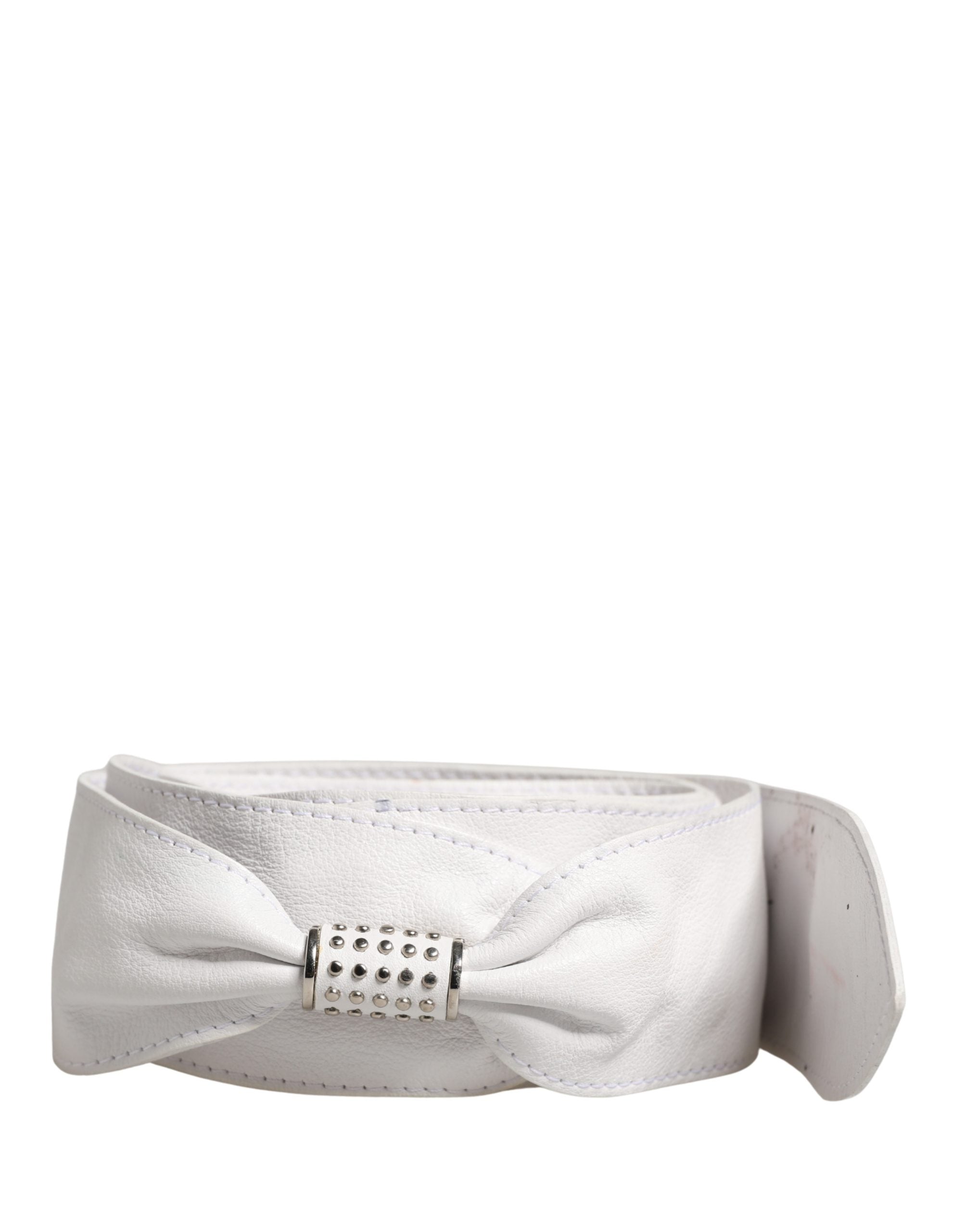 Orciani Women White Leather Embellished Wide Waist Cintura Women's Belt (Pre-Owned)