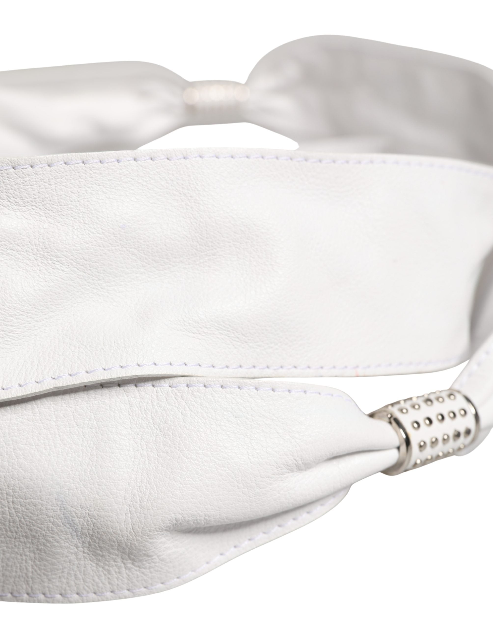 Orciani Women White Leather Embellished Wide Waist Cintura Women's Belt (Pre-Owned)