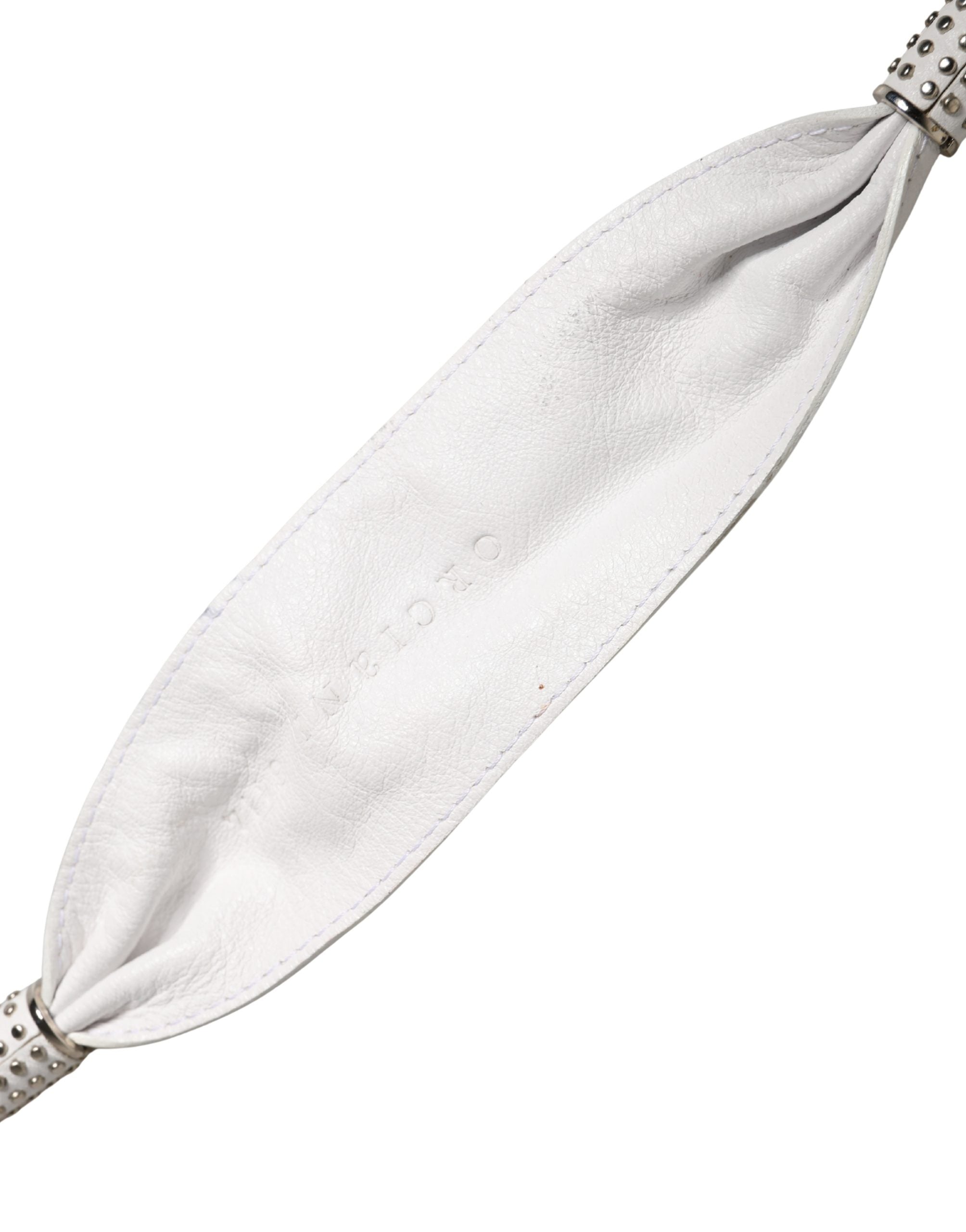Orciani Women White Leather Embellished Wide Waist Cintura Women's Belt (Pre-Owned)
