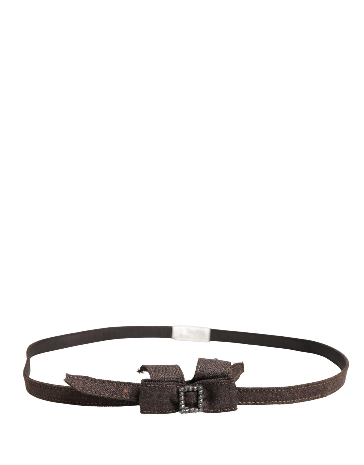 Ermanno Scervino Dark Brown Wool Bow Embellished Buckle Women's Belt
