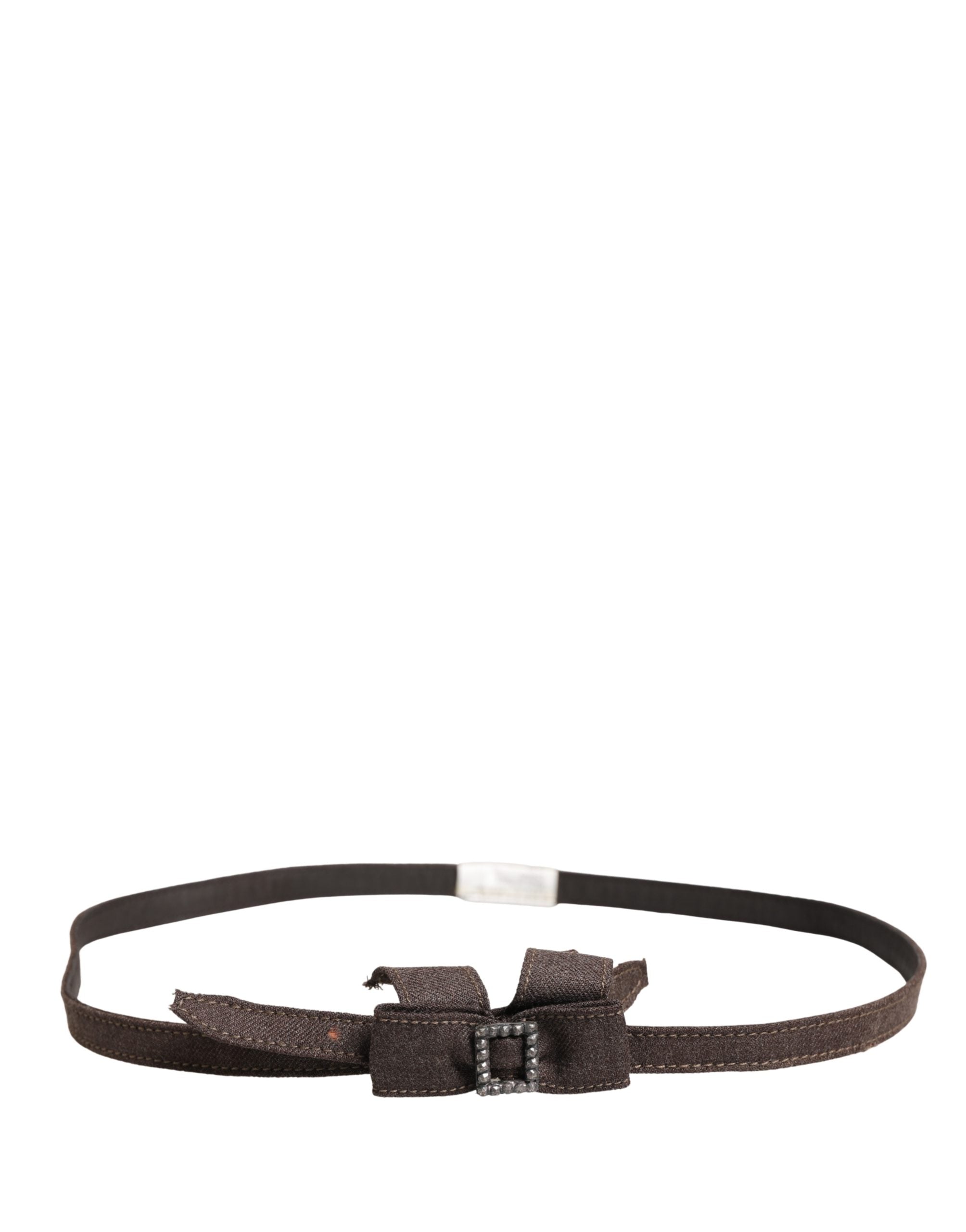 Ermanno Scervino Dark Brown Wool Bow Embellished Buckle Women's Belt