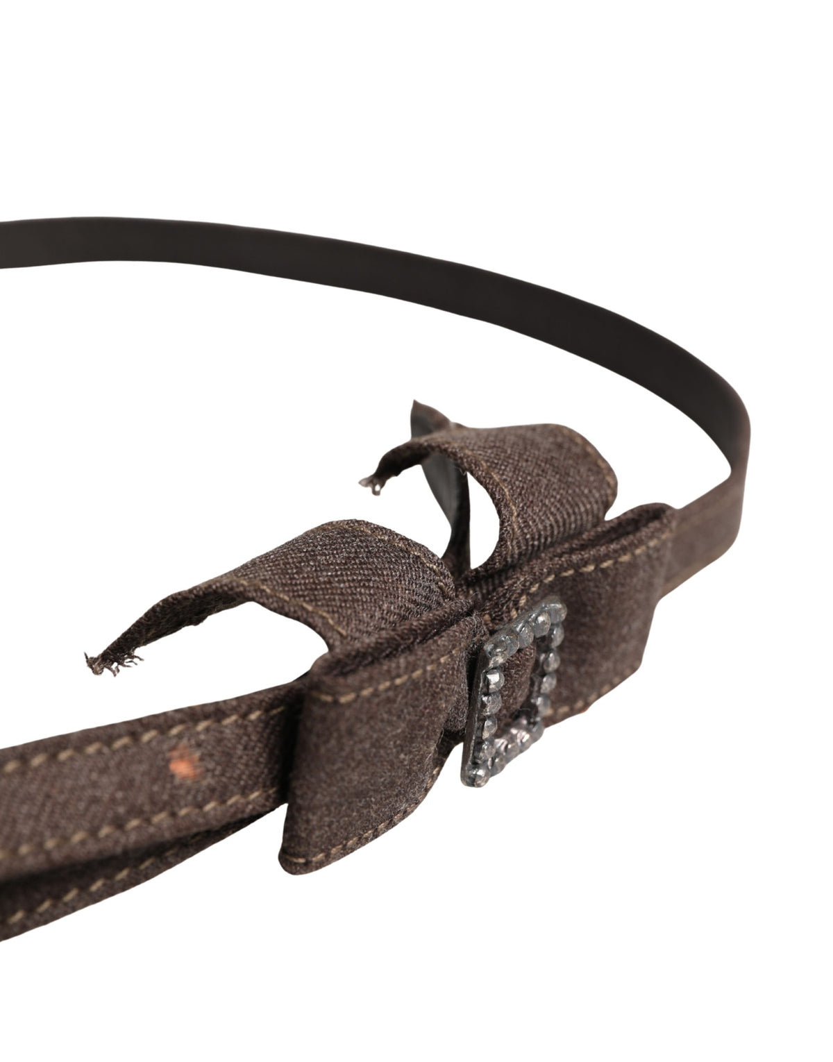Ermanno Scervino Dark Brown Wool Bow Embellished Buckle Women's Belt