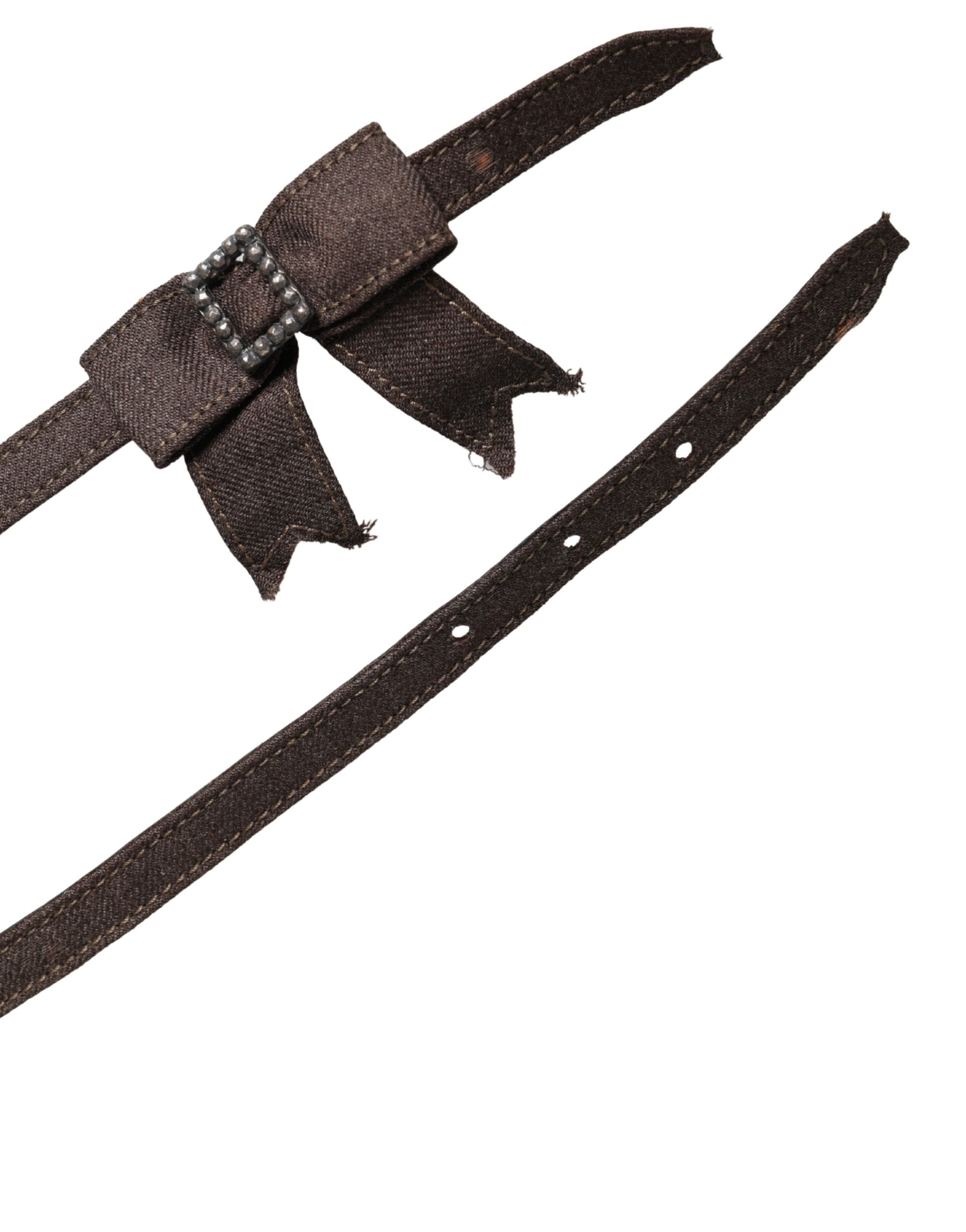 Ermanno Scervino Dark Brown Wool Bow Embellished Buckle Women's Belt