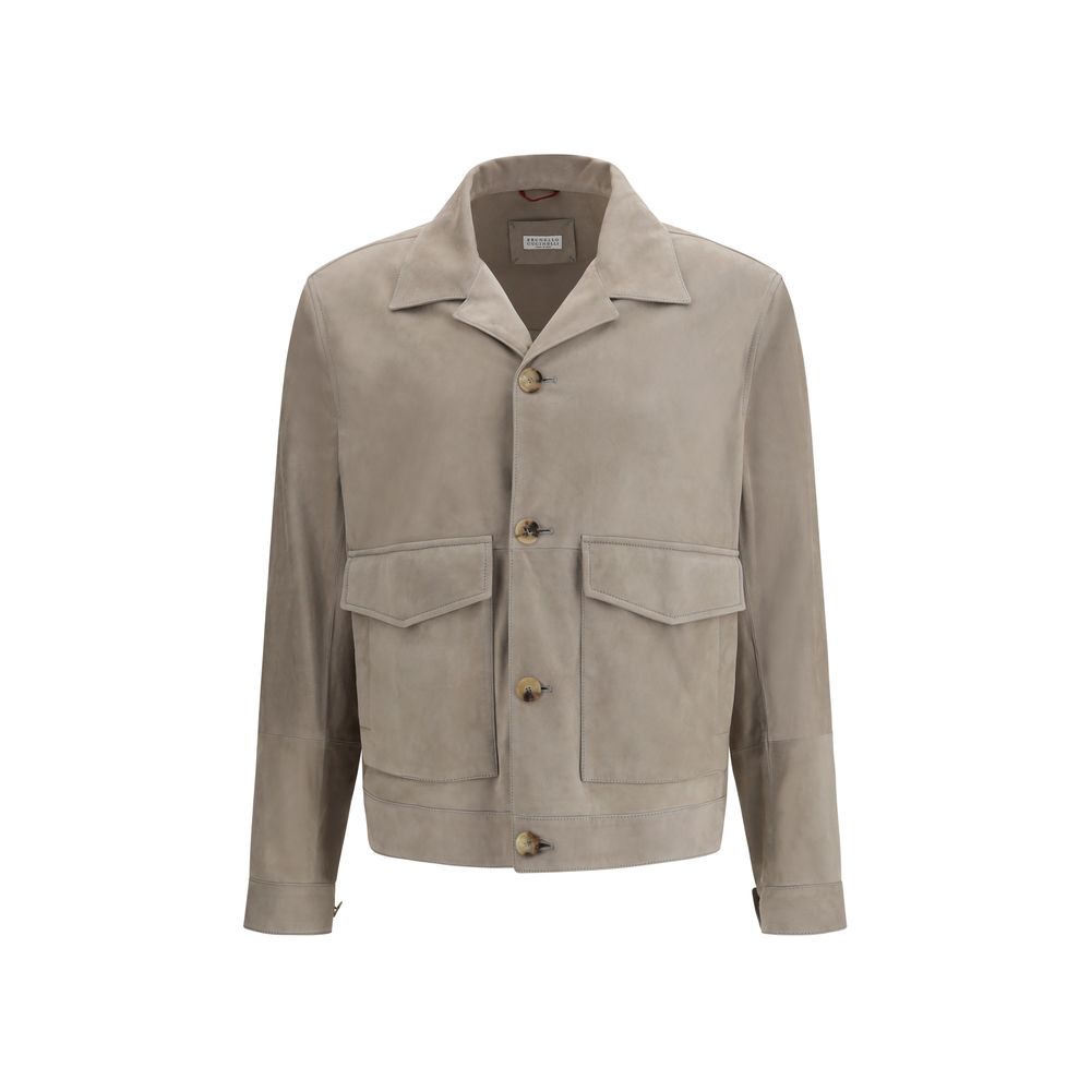 Brunello Cucinelli Bicolor Calf Leather Bos Taurus Leather Men's Jacket