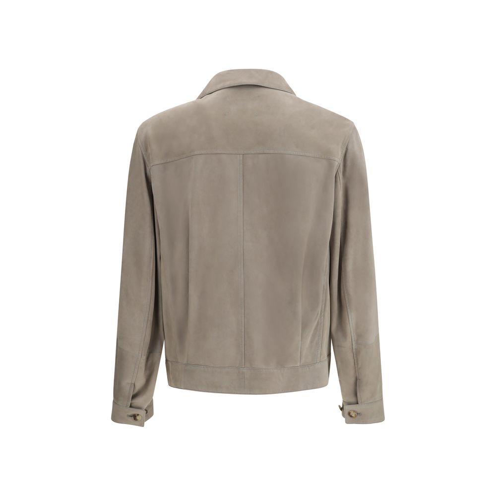 Brunello Cucinelli Bicolor Calf Leather Bos Taurus Leather Men's Jacket
