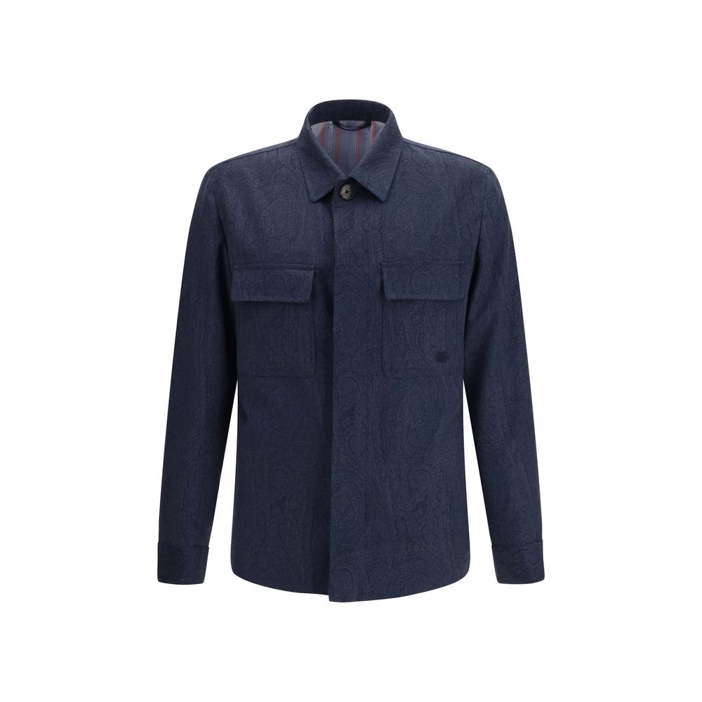 Etro Blue Wool Oves Aries Full-Length Men's Jacket