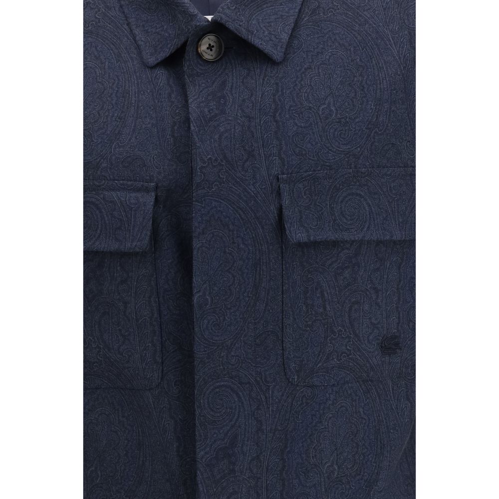 Etro Blue Wool Oves Aries Full-Length Men's Jacket