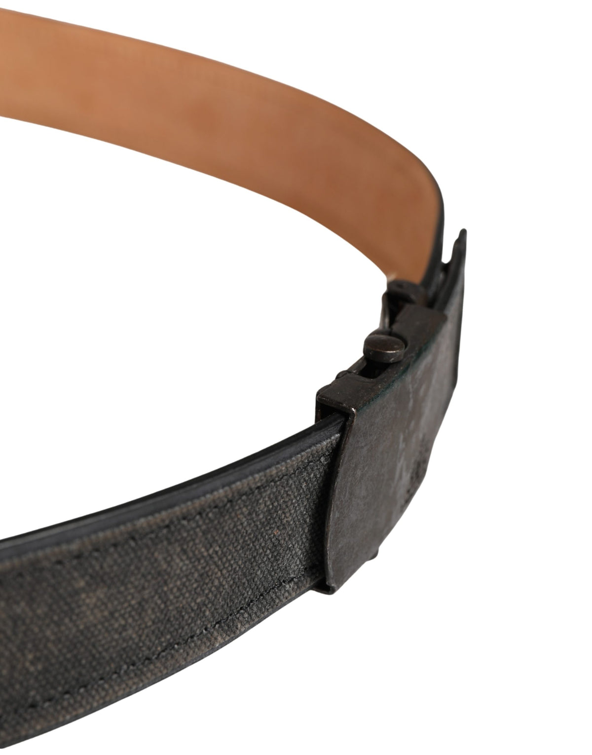 Ermanno Scervino Black Leather Cotton Logo Metal Buckle Women's Belt (Pre-Owned)
