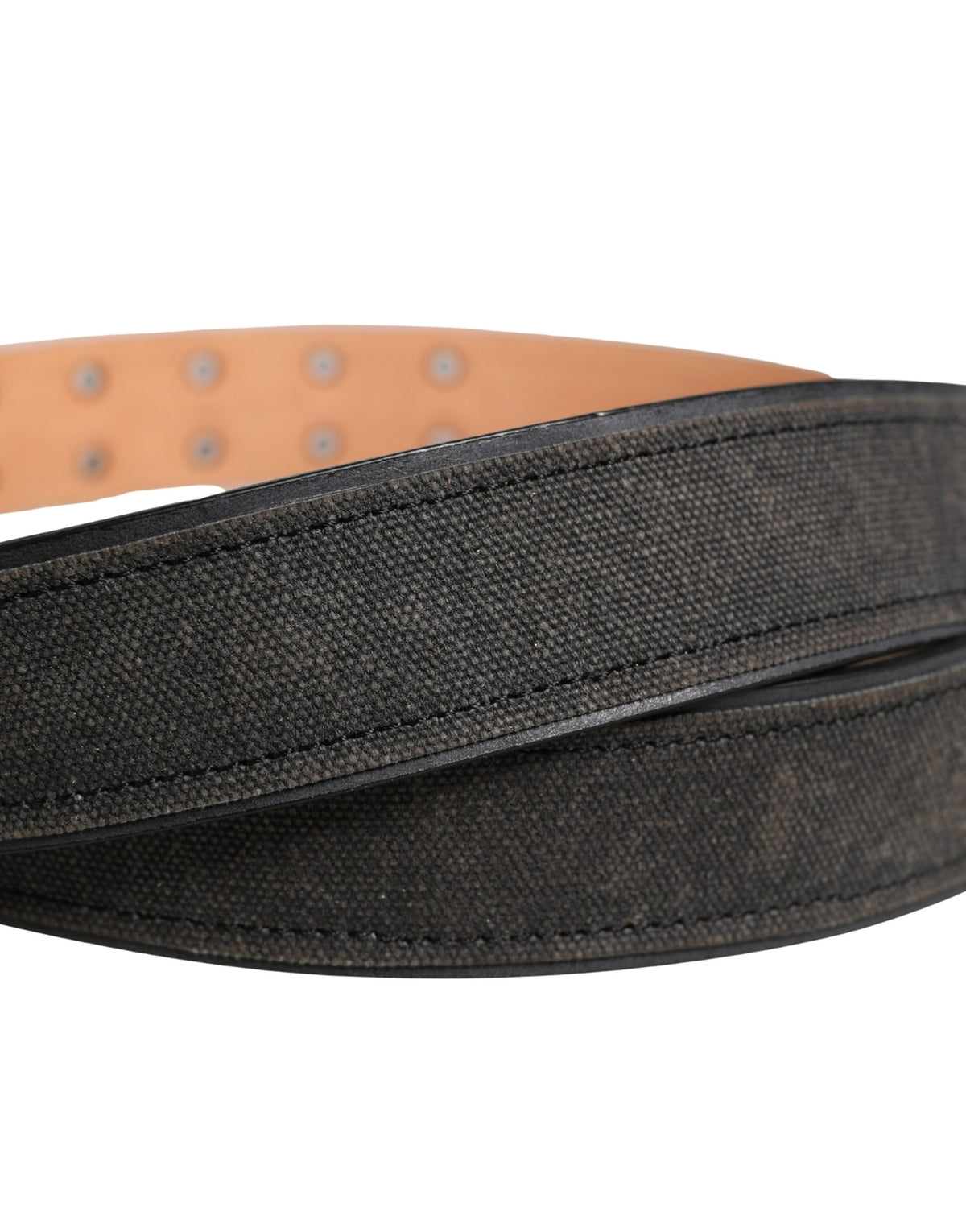 Ermanno Scervino Black Leather Cotton Logo Metal Buckle Women's Belt (Pre-Owned)