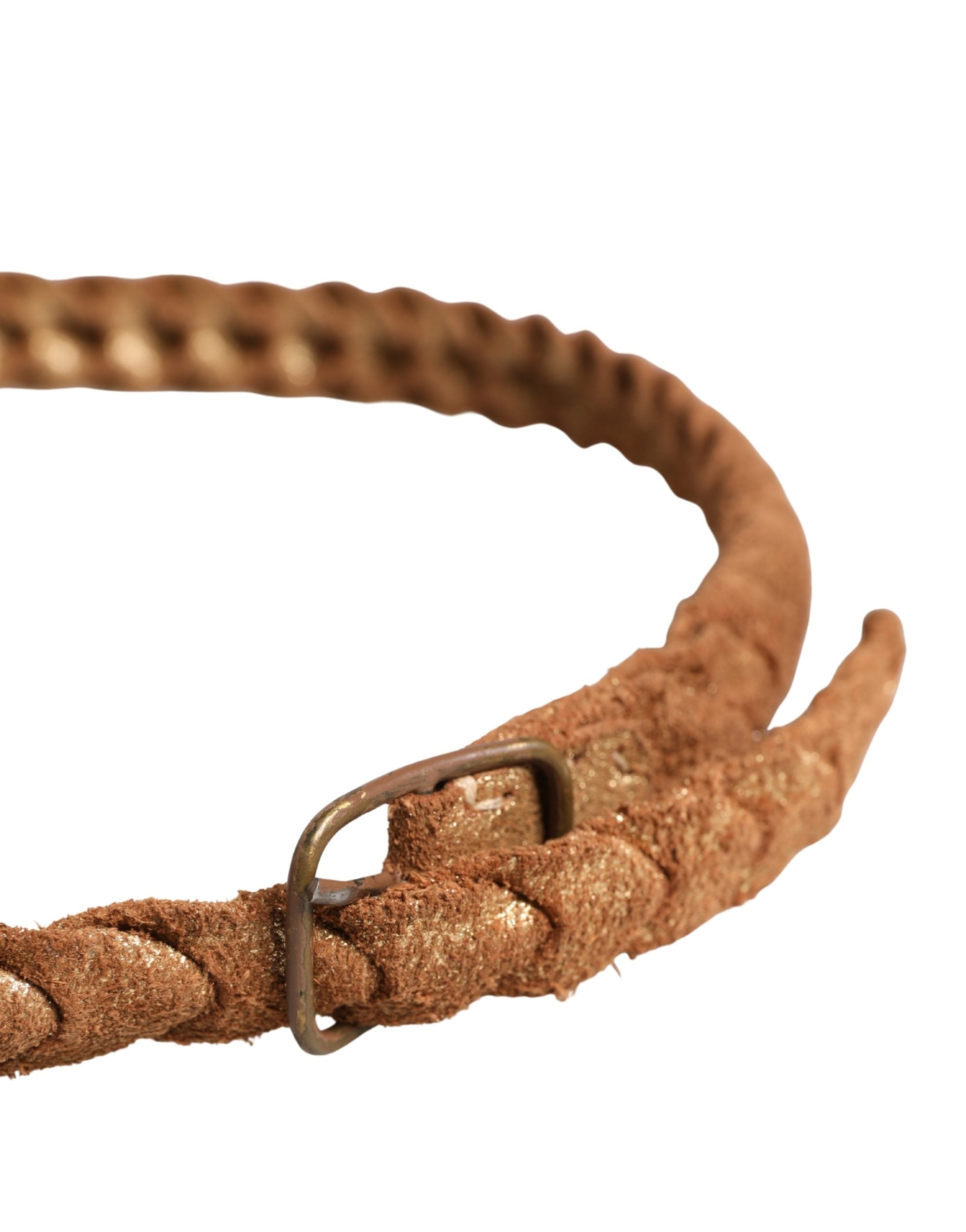 Ermanno Scervino Brown Leather Braided Metal Buckle Women's Belt