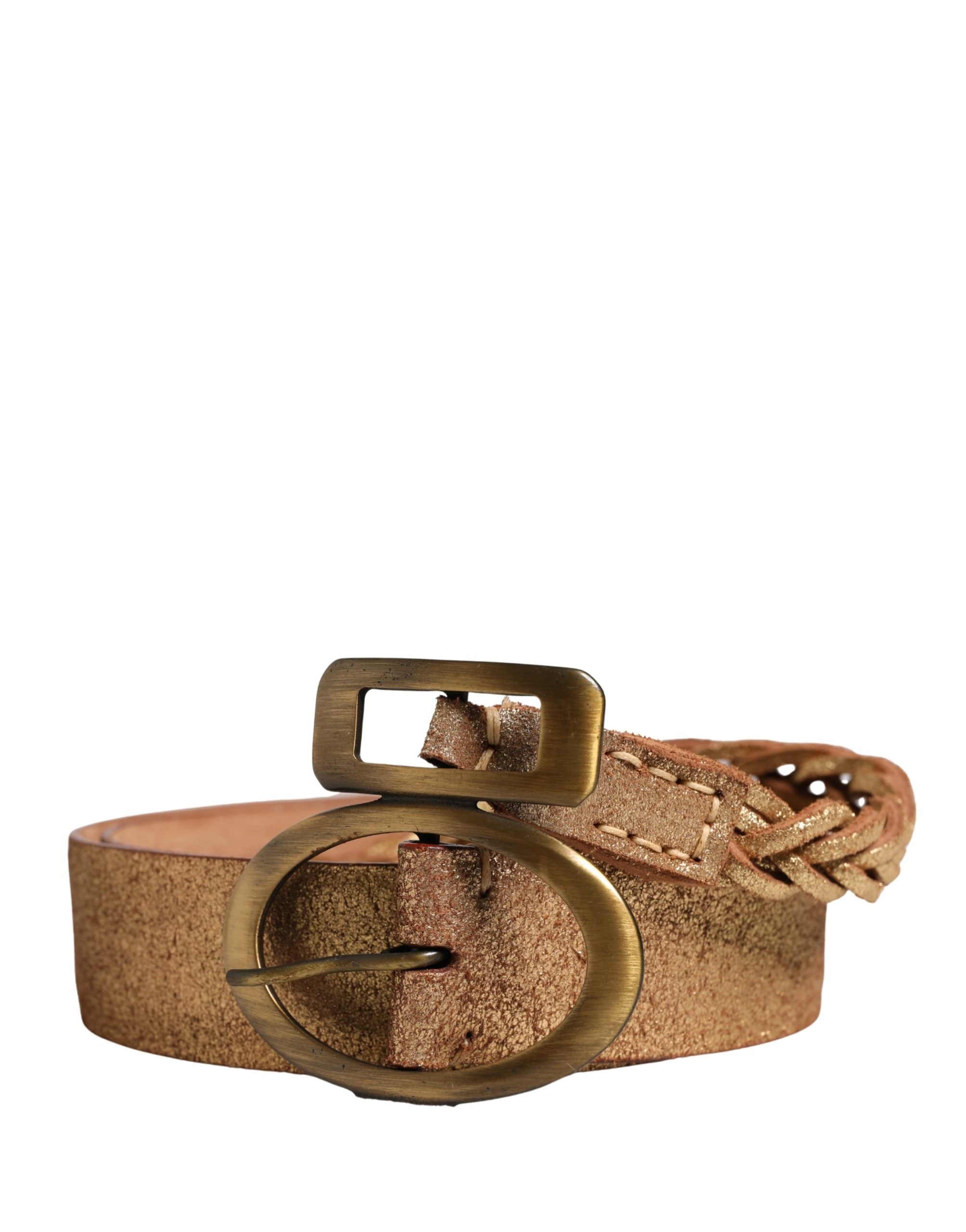 Ermanno Scervino Brown Leather Braided Metal Buckle Women's Belt