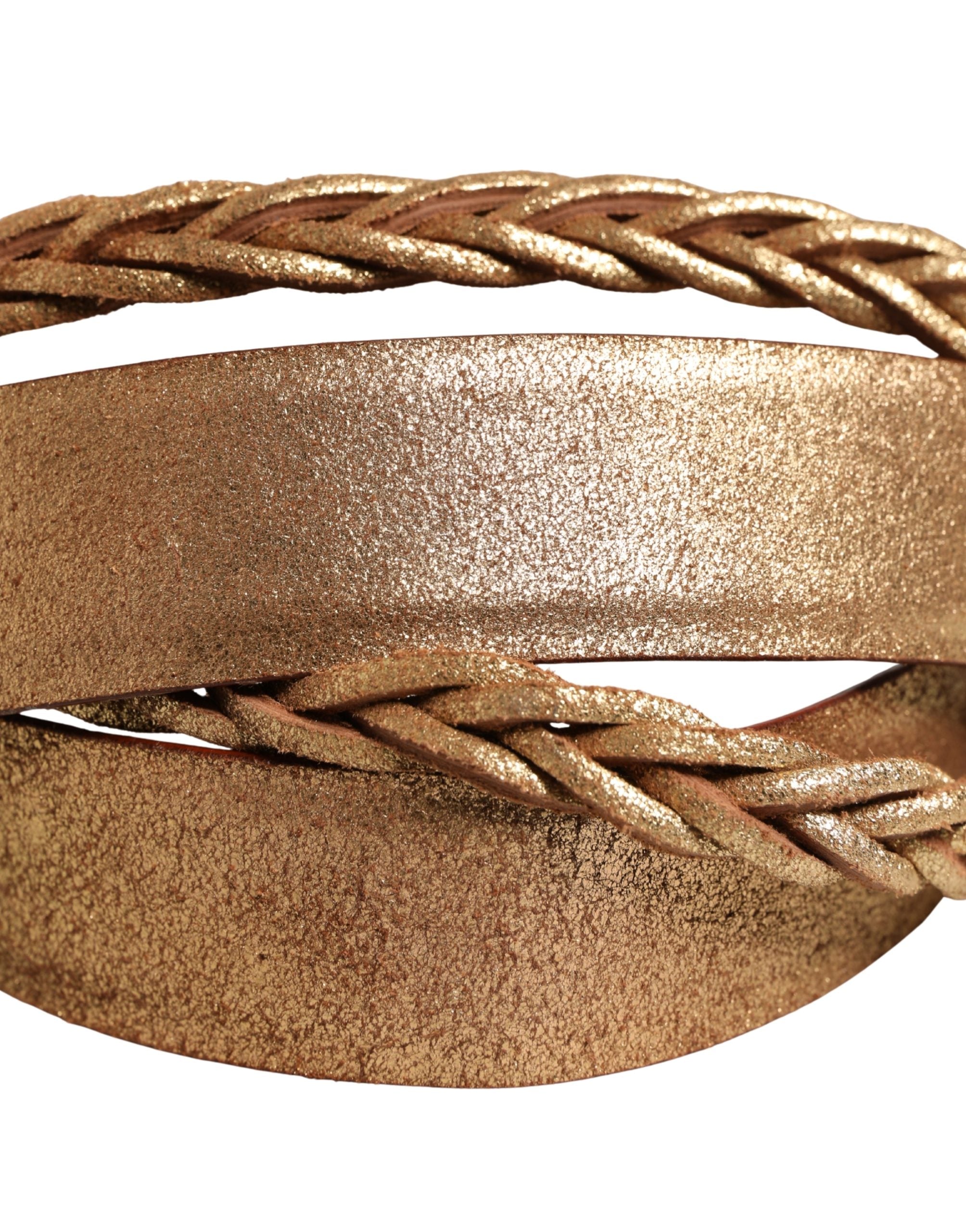 Ermanno Scervino Brown Leather Braided Metal Buckle Women's Belt