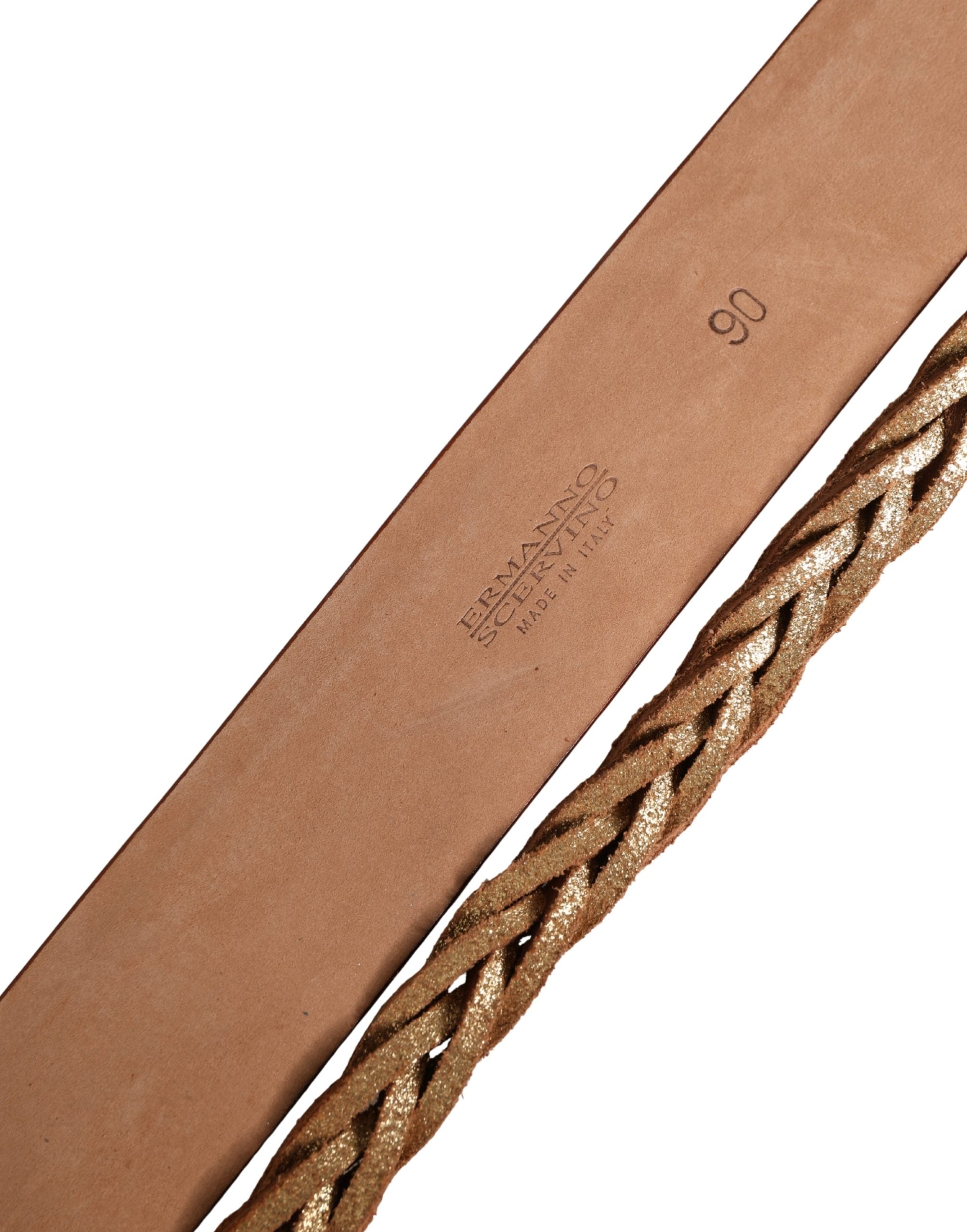 Ermanno Scervino Brown Leather Braided Metal Buckle Women's Belt