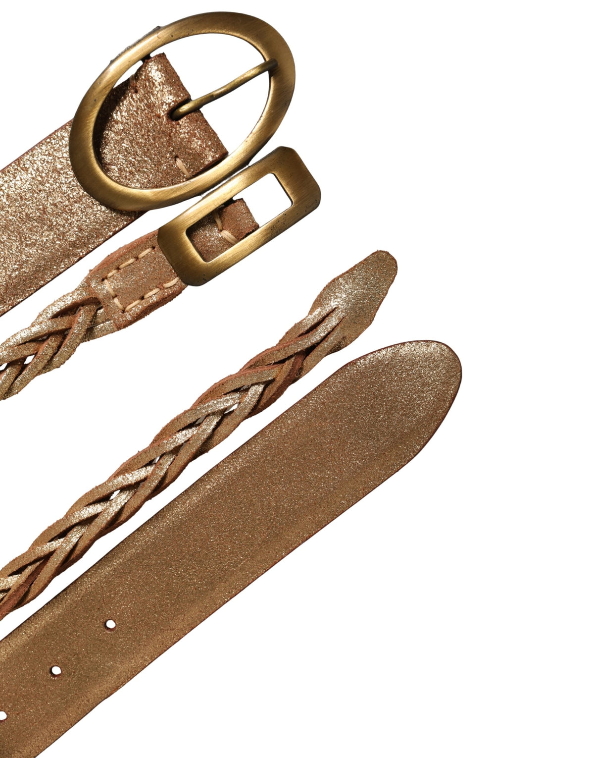 Ermanno Scervino Brown Leather Braided Metal Buckle Women's Belt