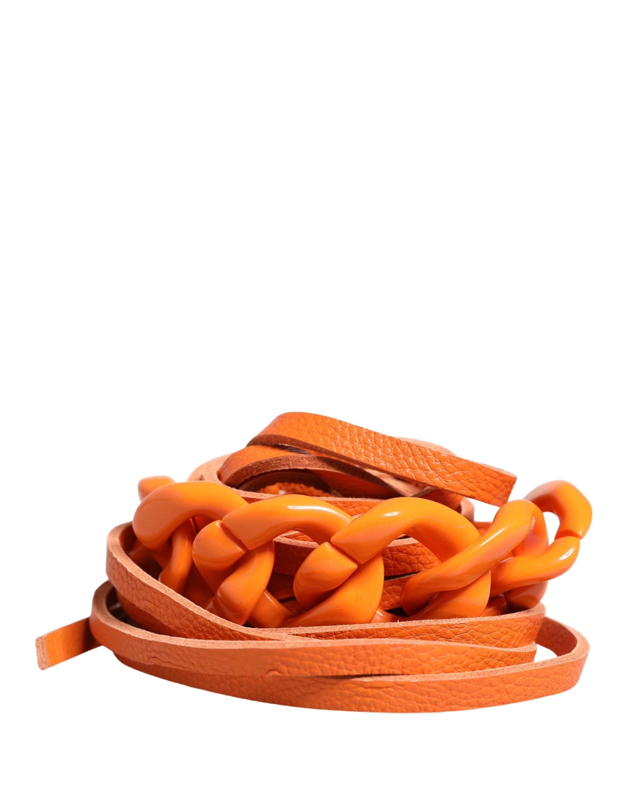 Scervino Street Orange Leather Chain Waist Metal Buckle Women's Belt