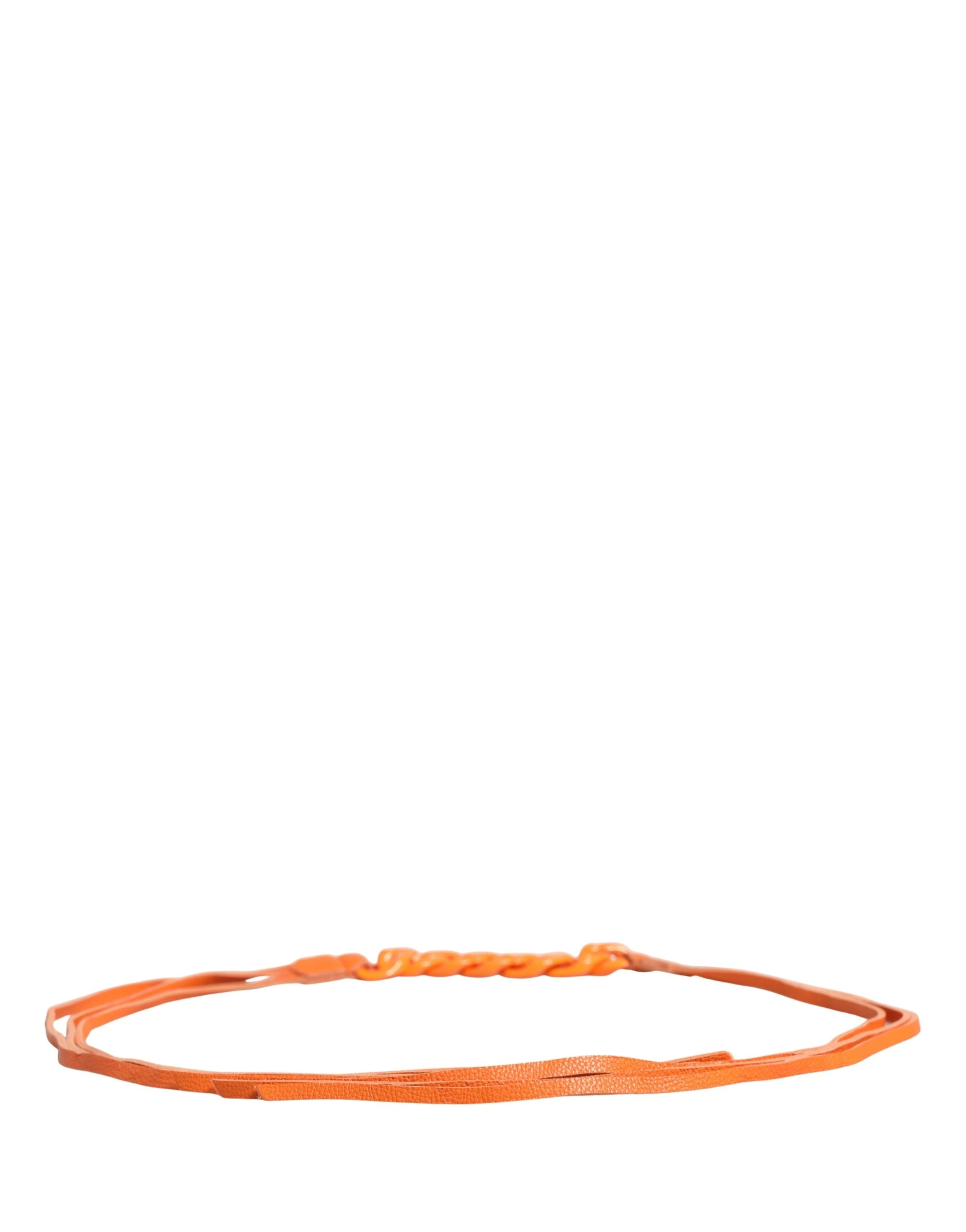 Scervino Street Orange Leather Chain Waist Metal Buckle Women's Belt