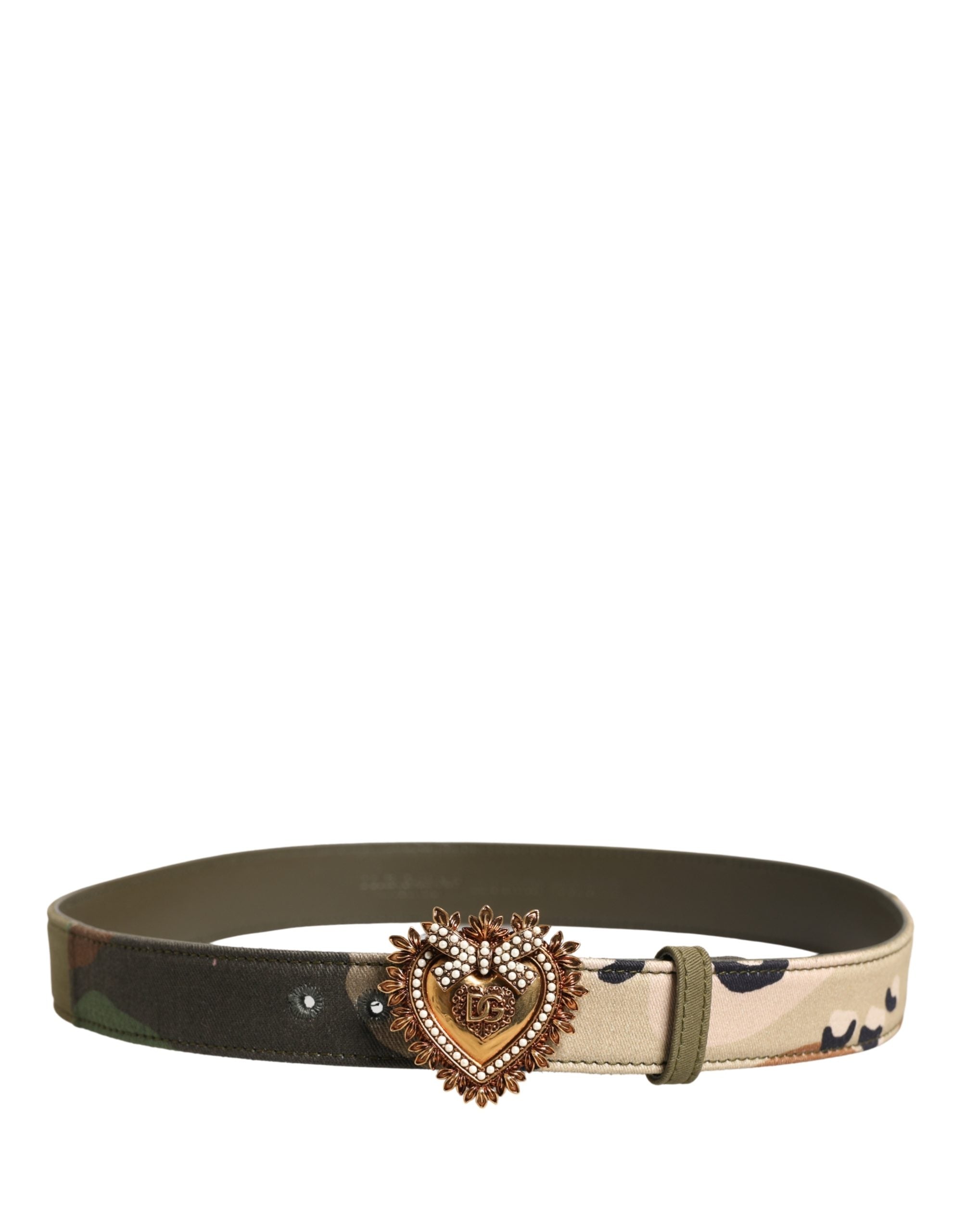 Dolce & Gabbana Green Camouflage Devotion Metal Buckle Women's Belt
